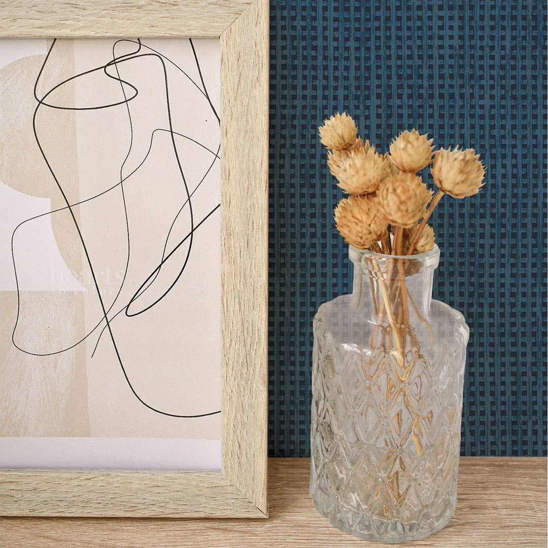 Textured Rattan Navy Peel and Stick Wallpaper