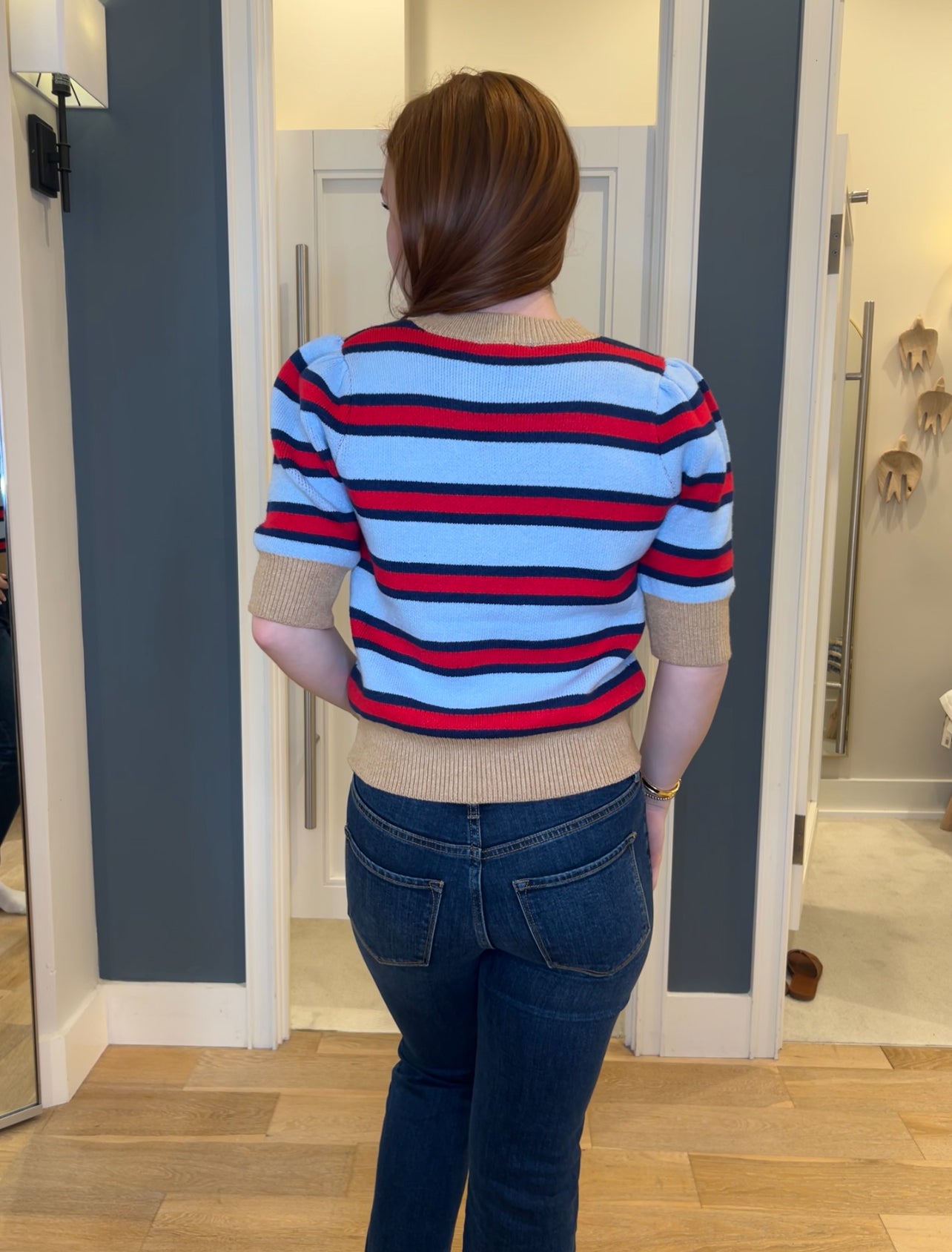 Short Sleeve Striped Knit Top