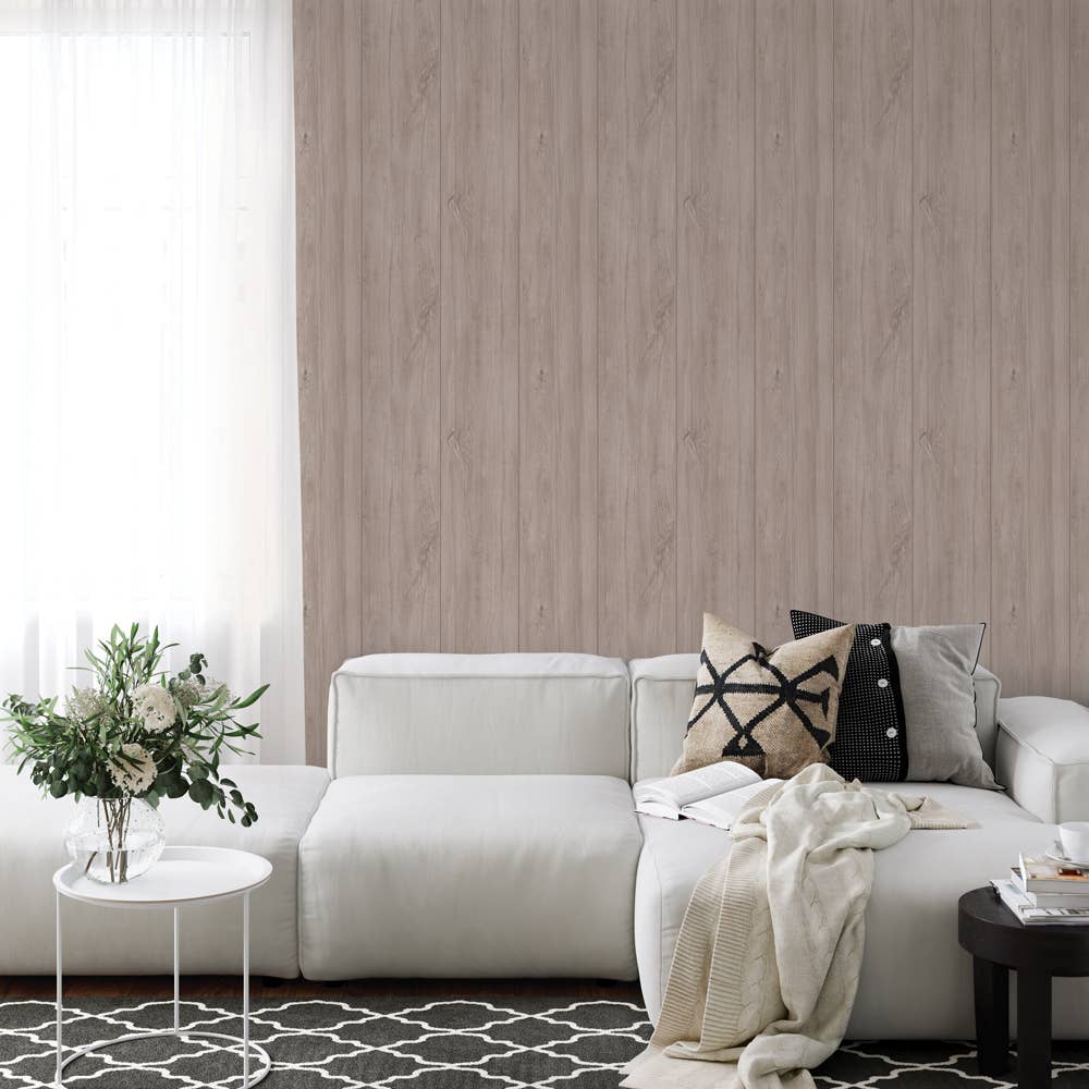 Wide Plank White Peel and Stick Wallpaper, 28 sq. ft.