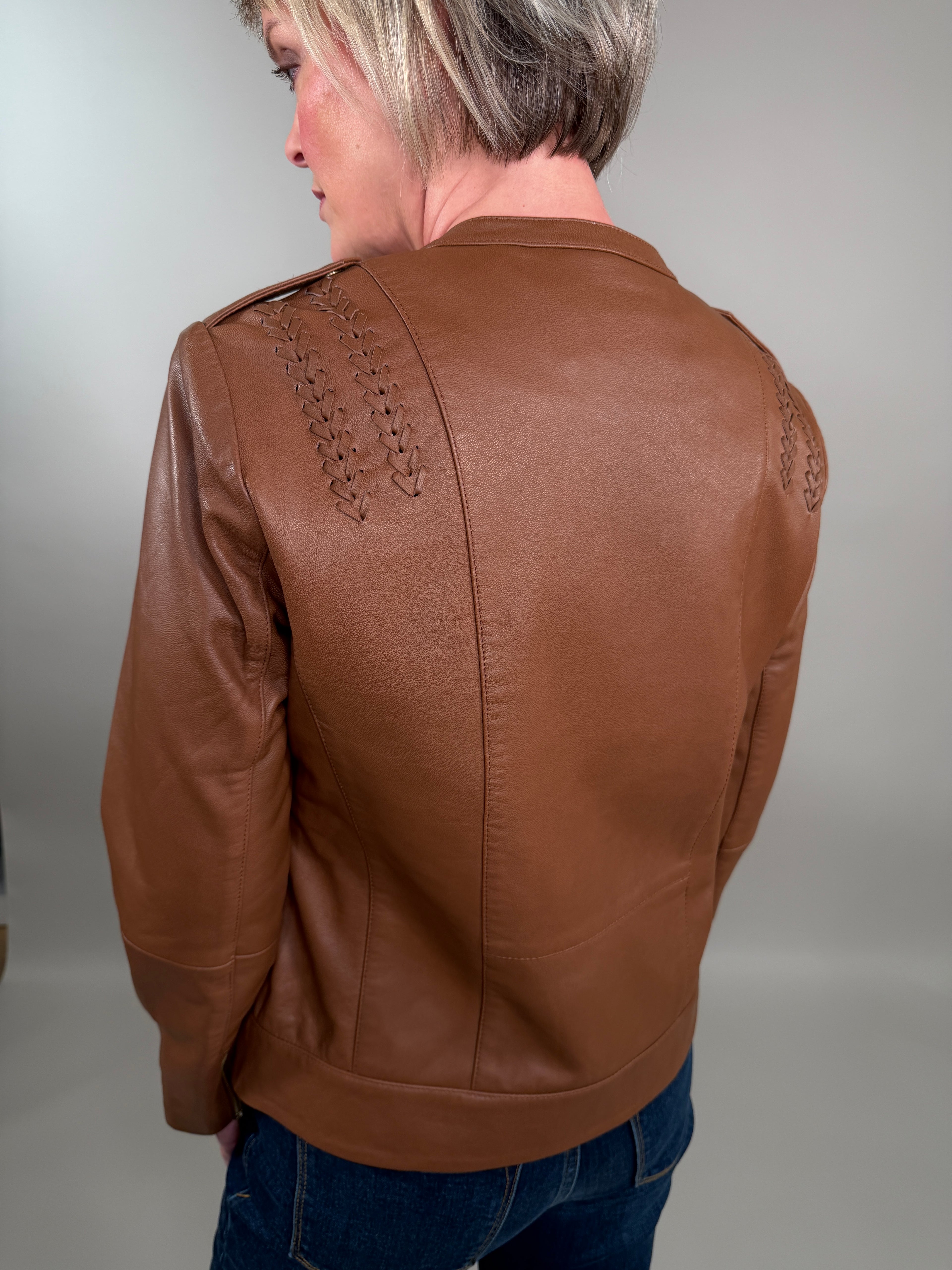 The Braided Detail Leather Jacket