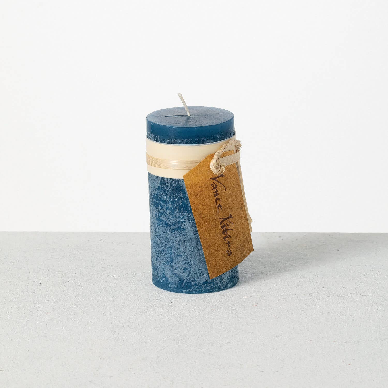 Blue Timber Pillar Candle