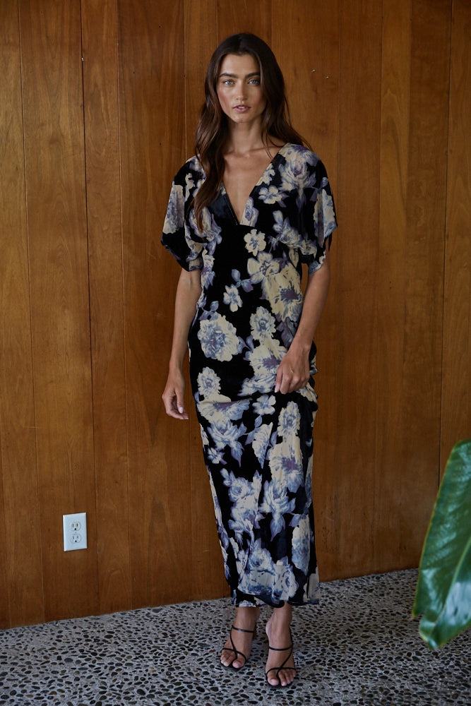 Velour Bloom Maxi Dress