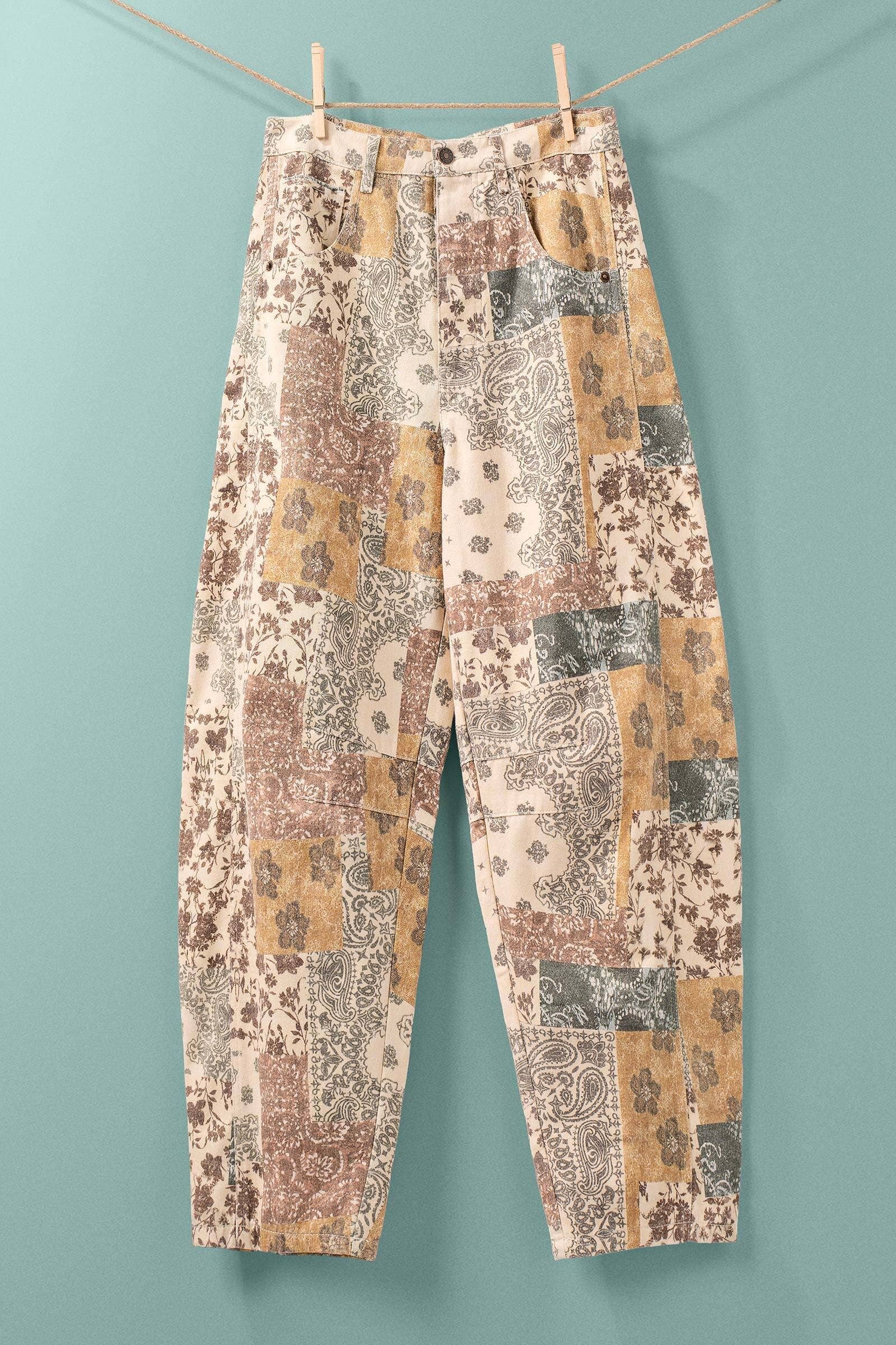 Boho Patchwork Wide Leg Pants