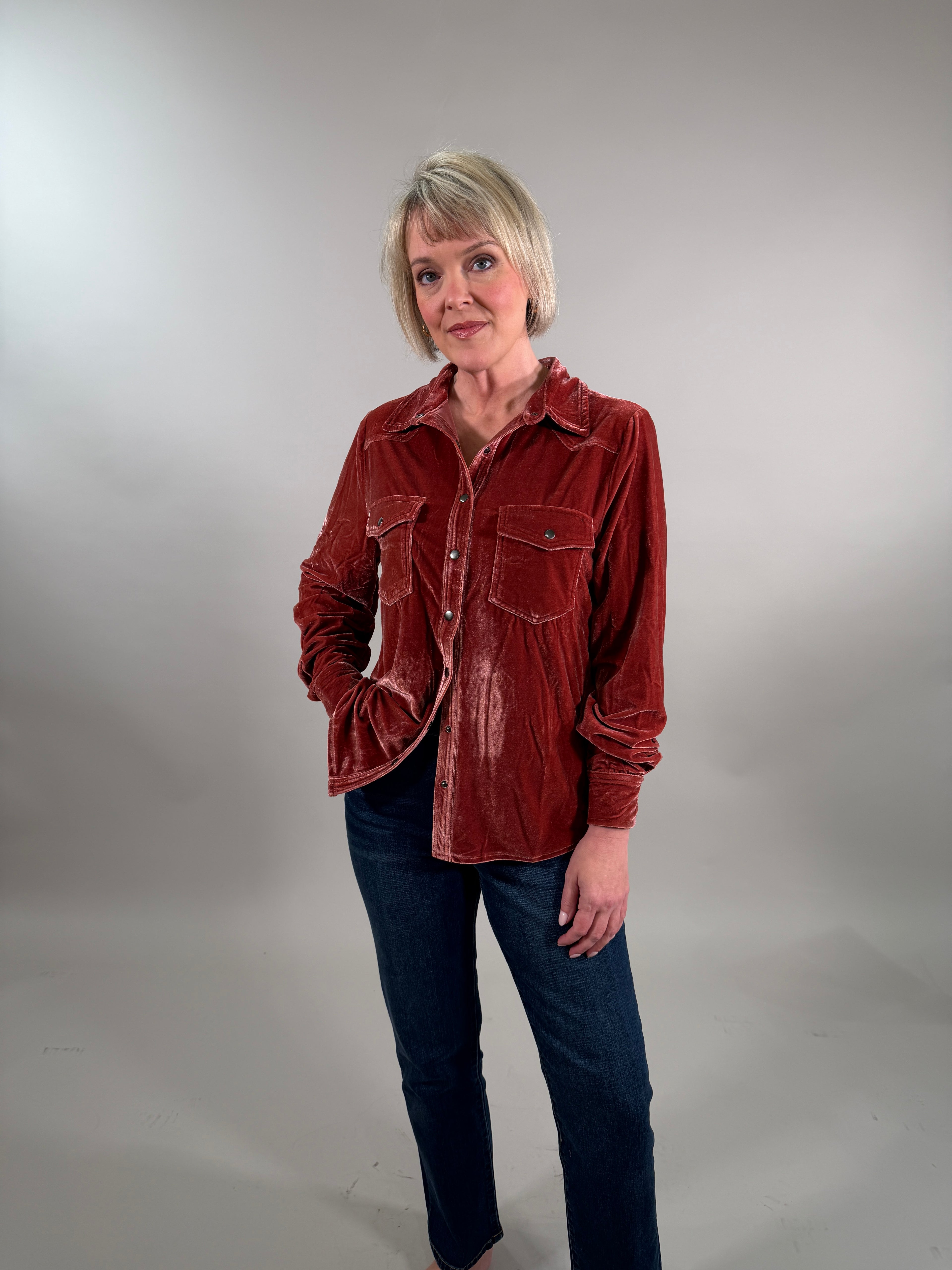 Button Down Velvet Shirt