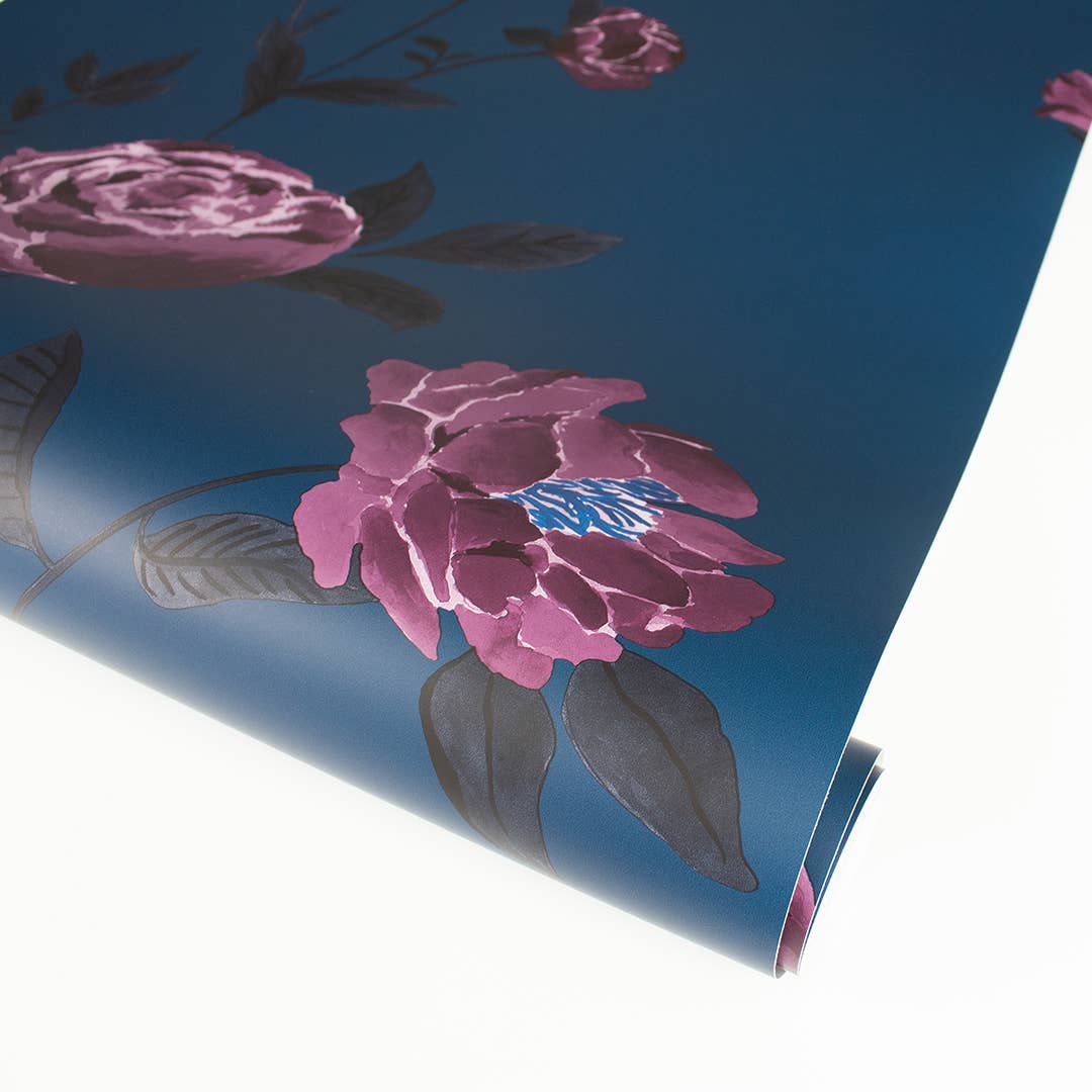 Rambling Rose Denim Peel and Stick Wallpaper, 56 Sq. Ft.