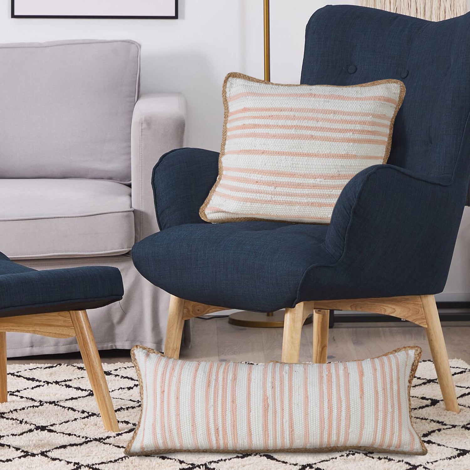 Jute Bordered Throw Pillow