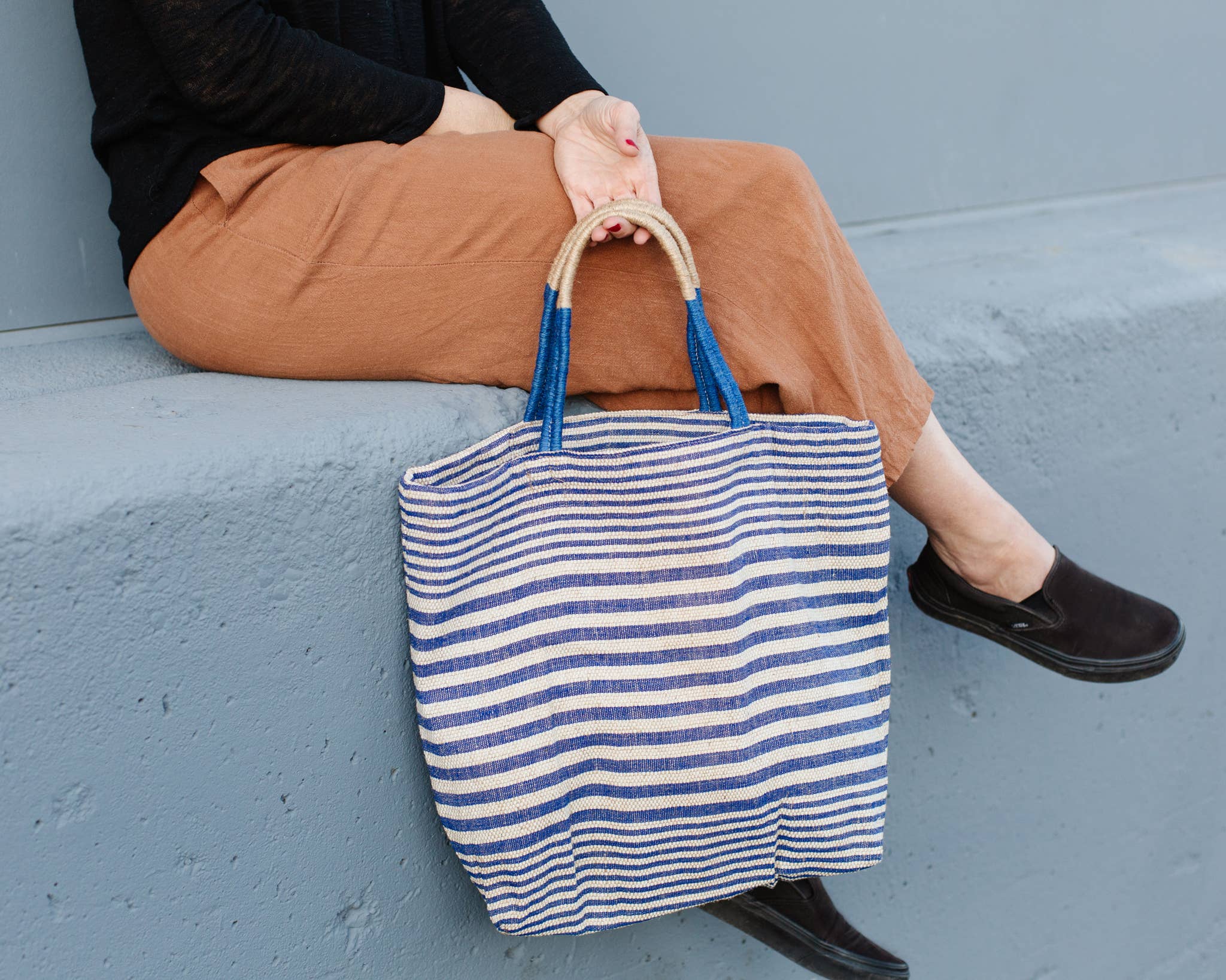 Paloma indigo stripe Reusable Tote Bag