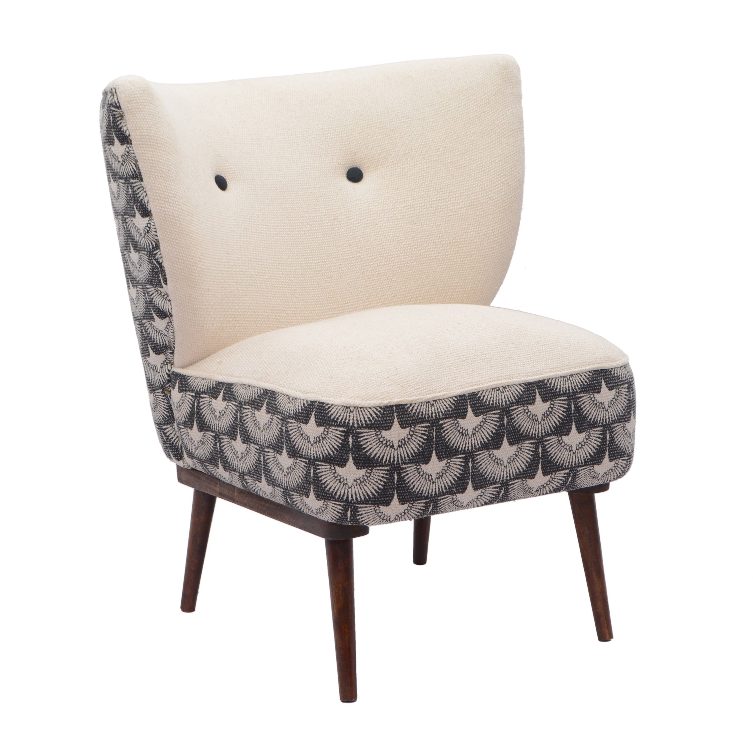 Handmade Cream/Charcoal Geometric Organic Cotton Chair