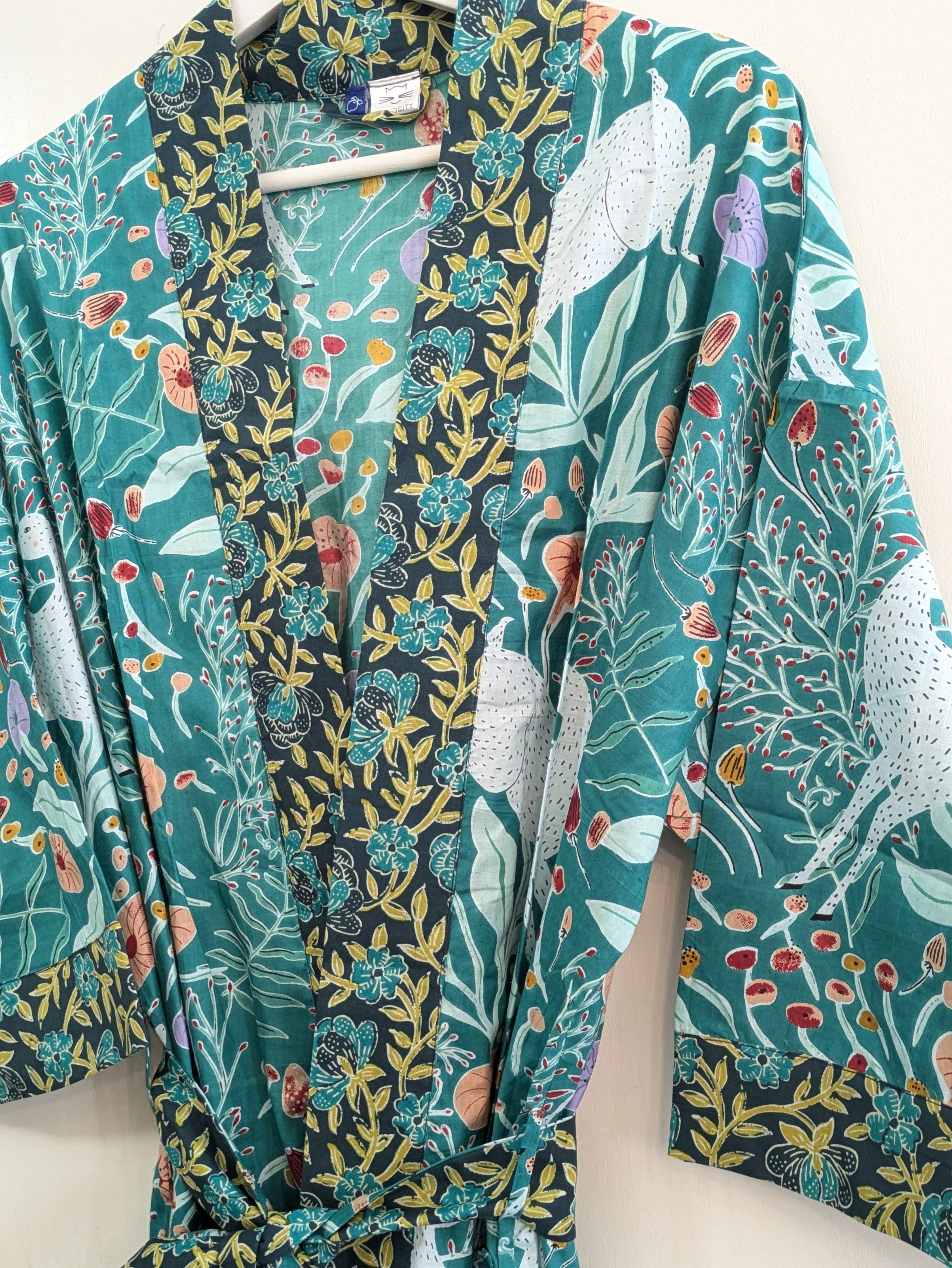 Whimsy & Wildflowers Teal Kimono Rob
