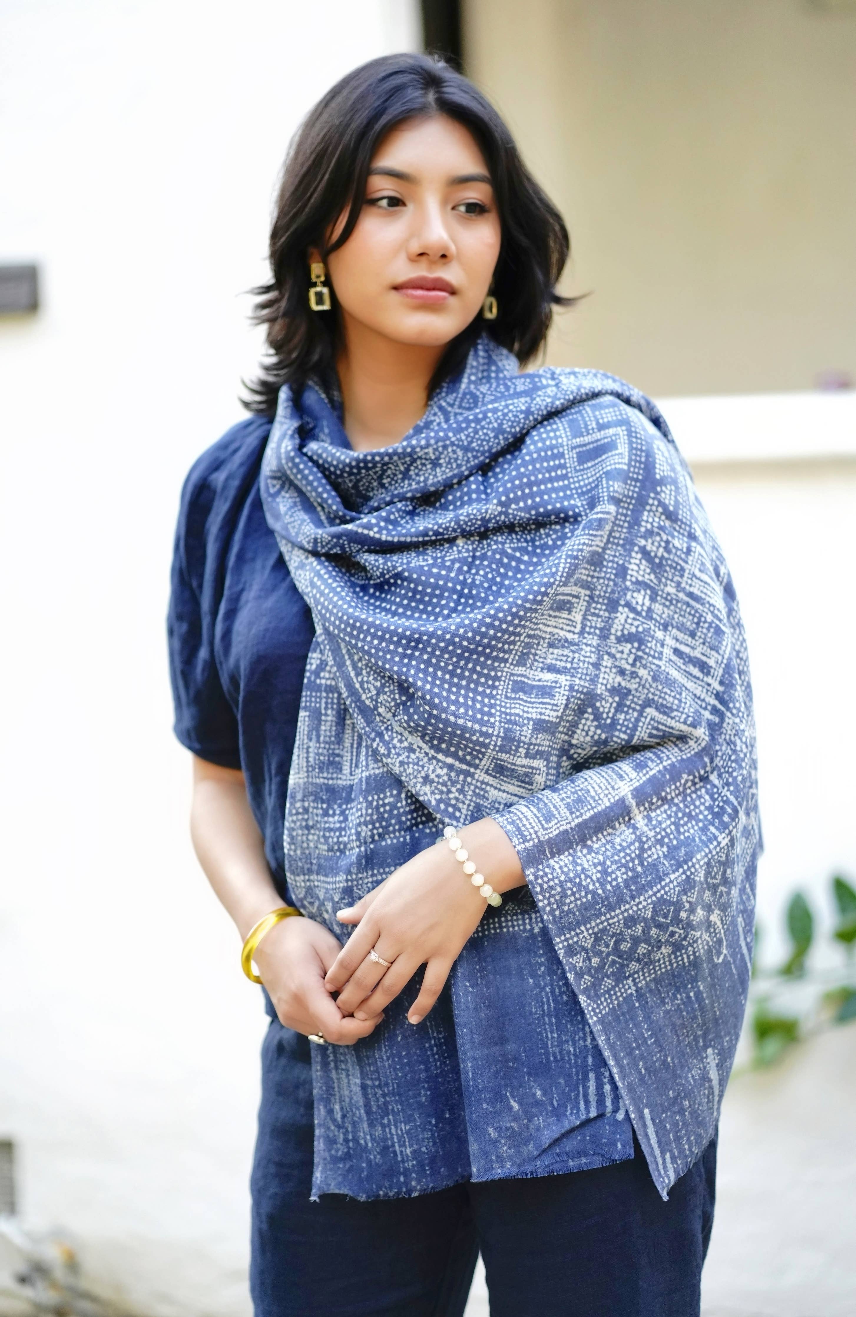 Veronique Geo Wool Silk Scarf