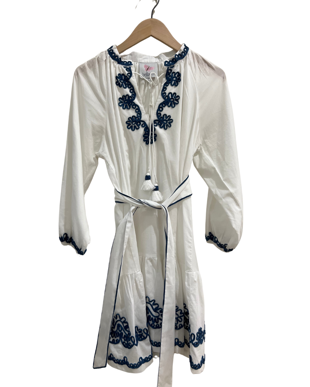 White&Blue Midi Tie Dress