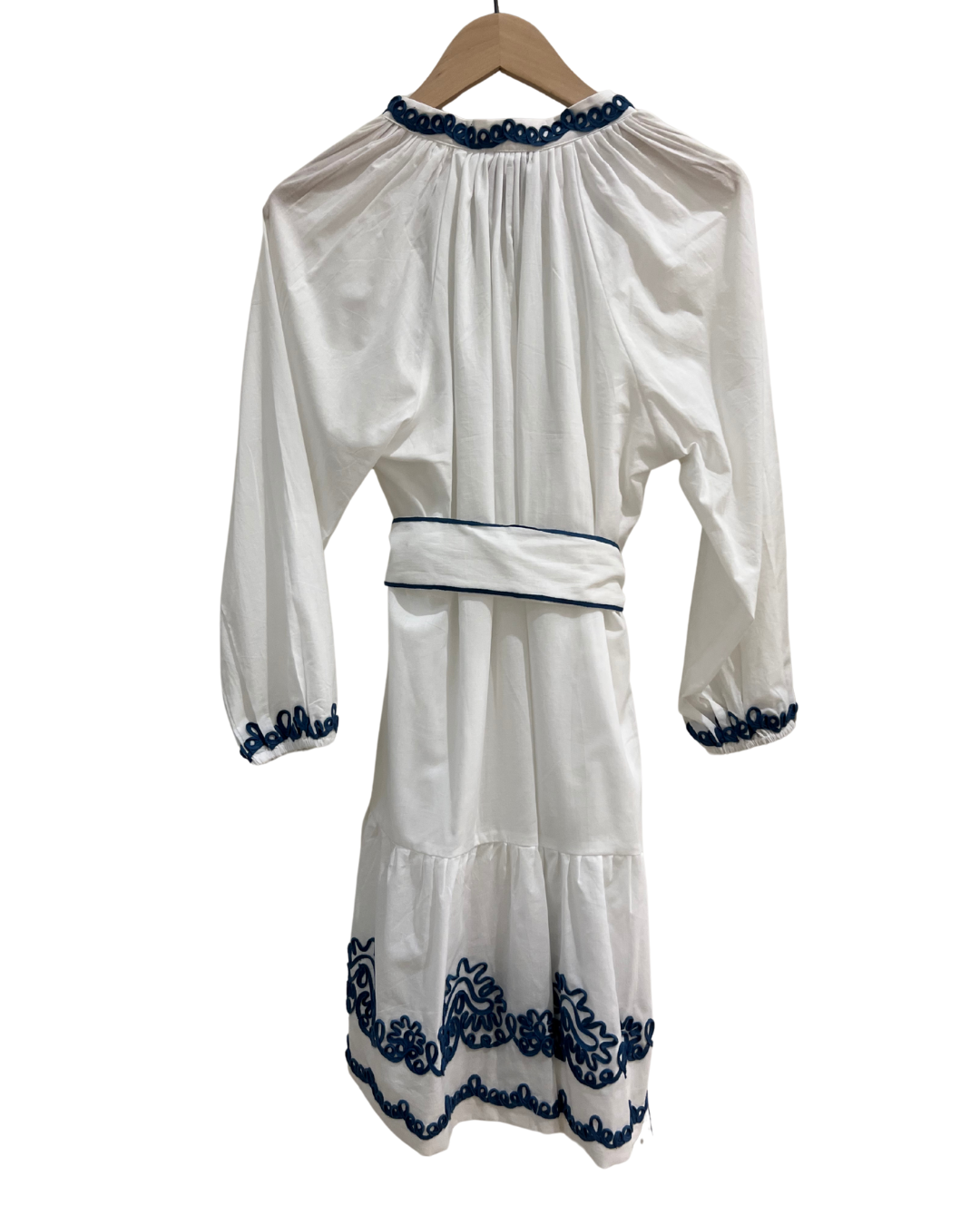 White&Blue Midi Tie Dress