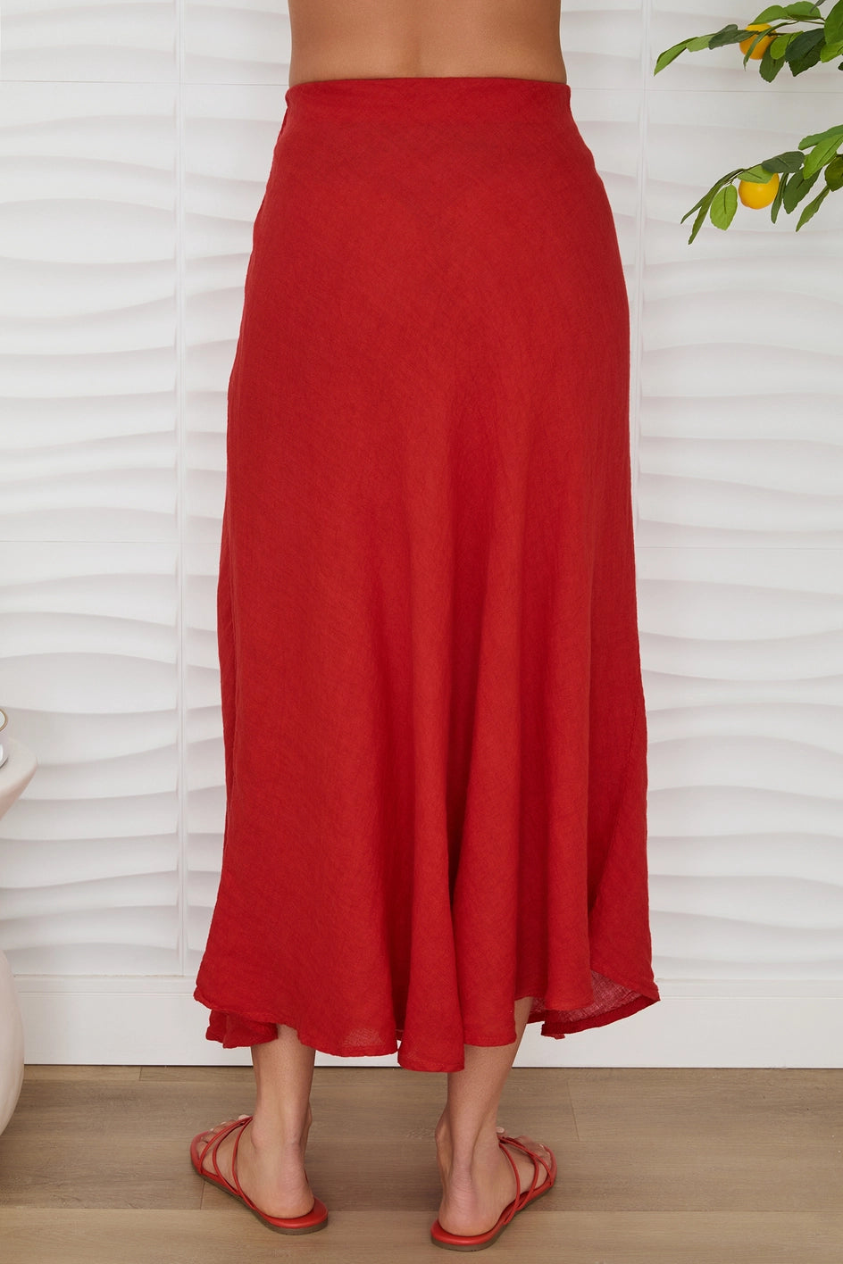 Crinkle Linen Midi Skirt