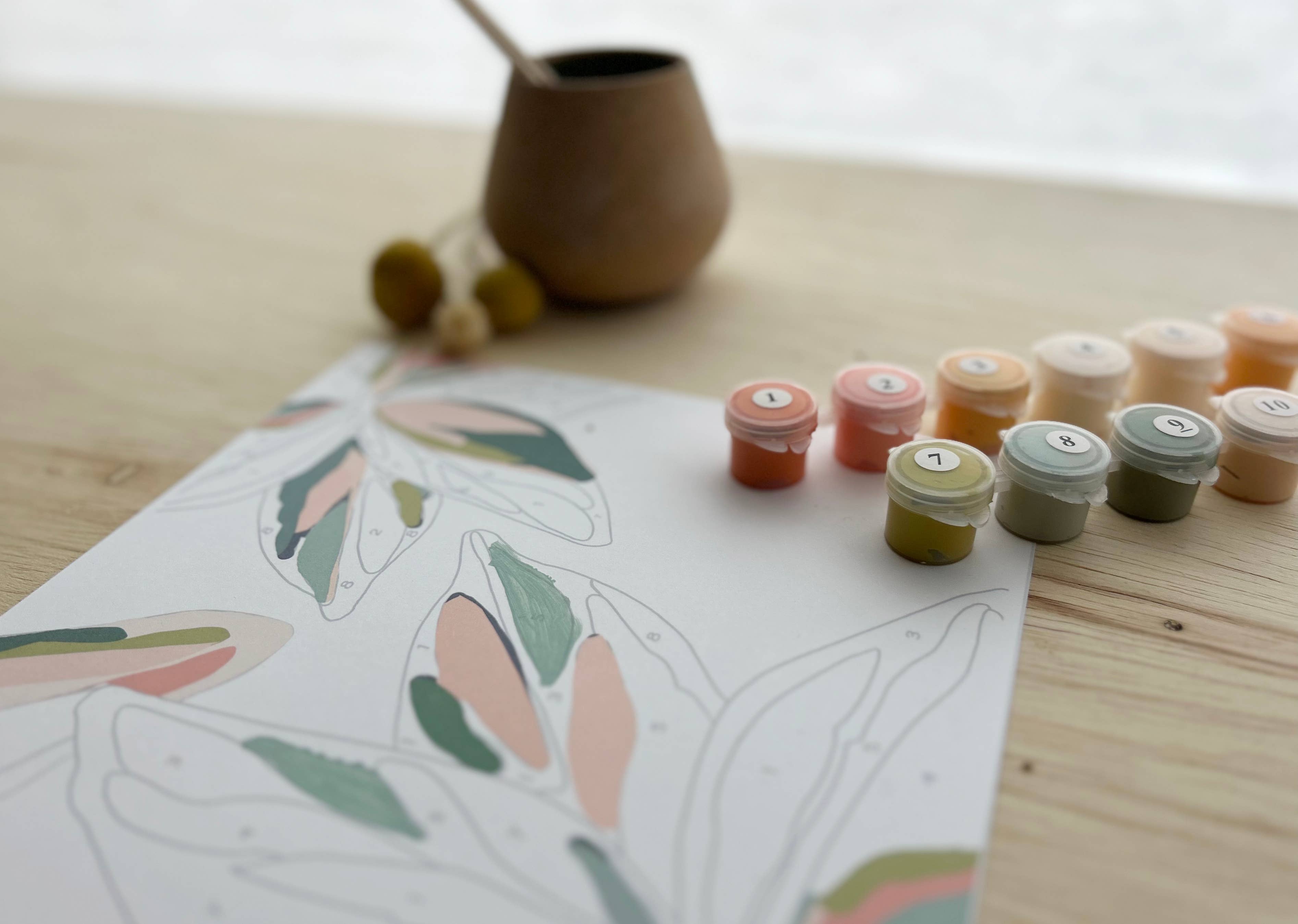Tropical Leaves Meditative Art Paint by Number Kit