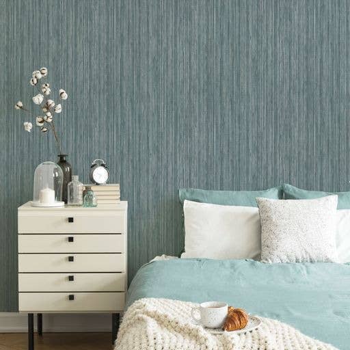 Grasscloth Chambray Peel and Stick Wallpaper, 28 sq. ft.