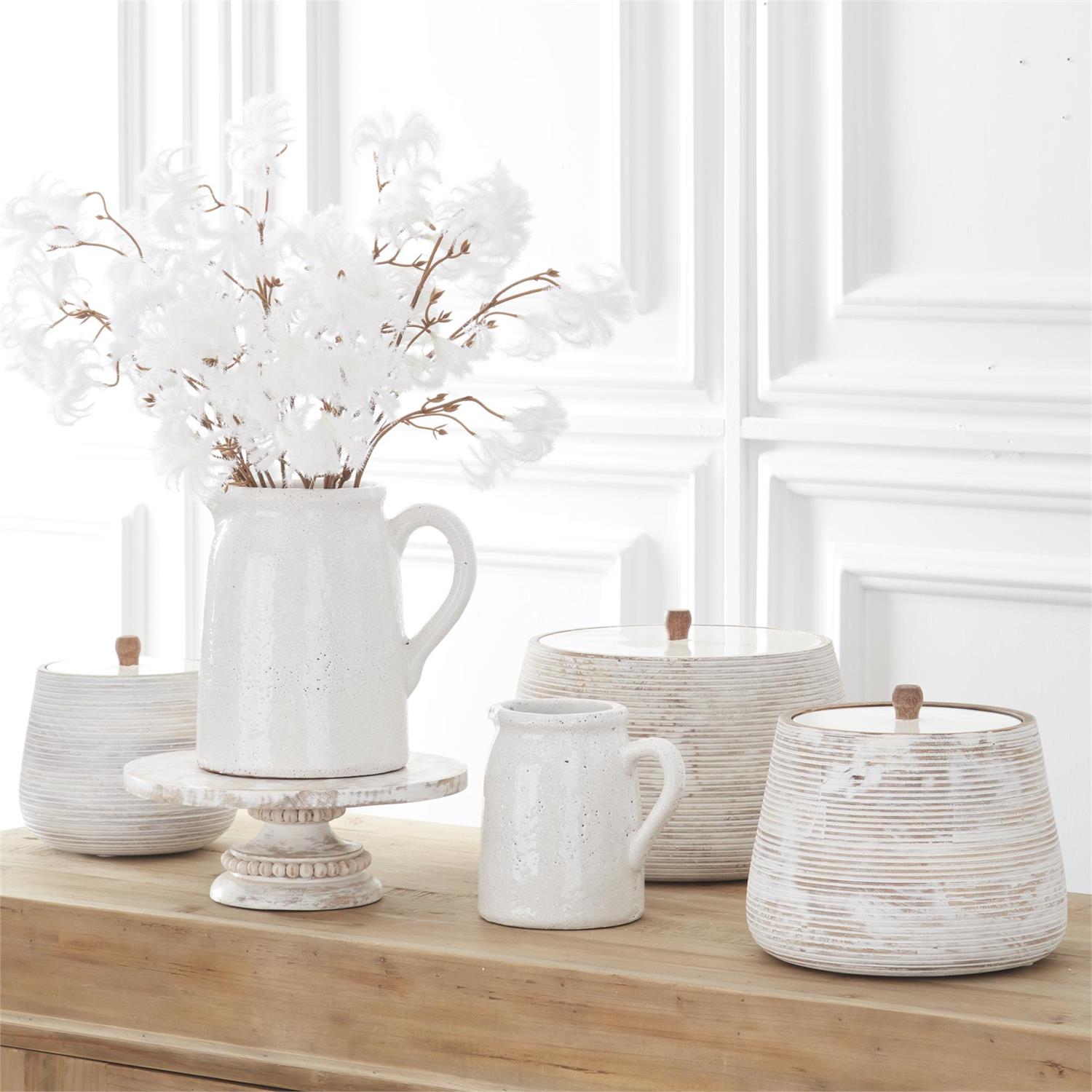 White Crackle-Glazed Terracotta Pitchers
