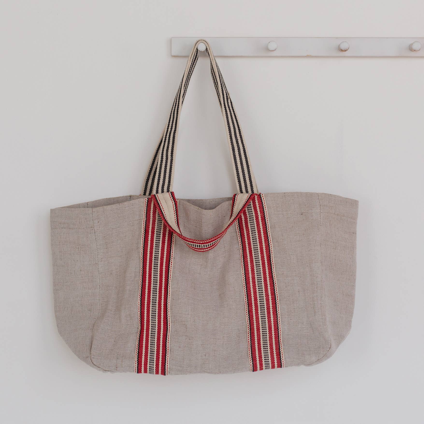 Shoulder Bag, jute / Belleville Tote Dual Handle Red
