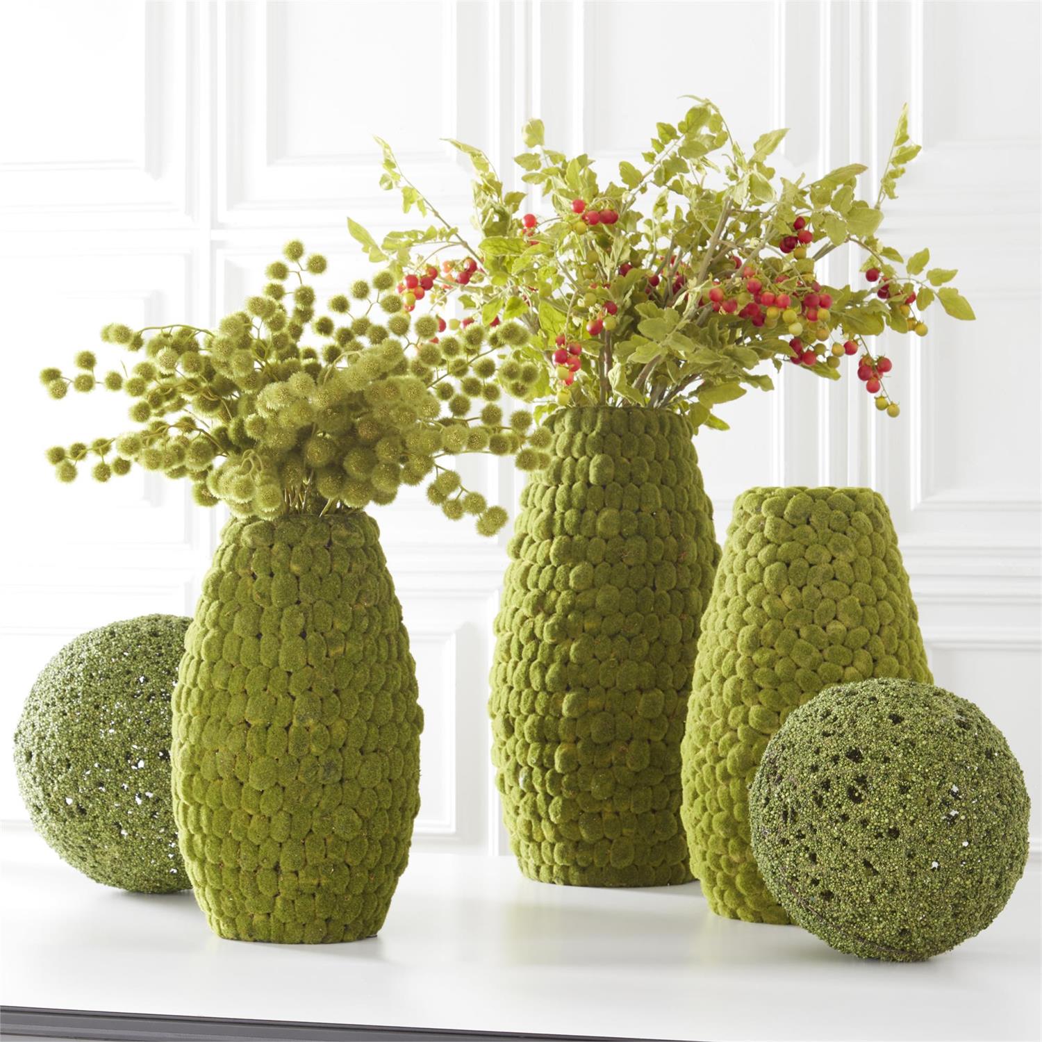 32-Inch Green Flocked Ball Stem