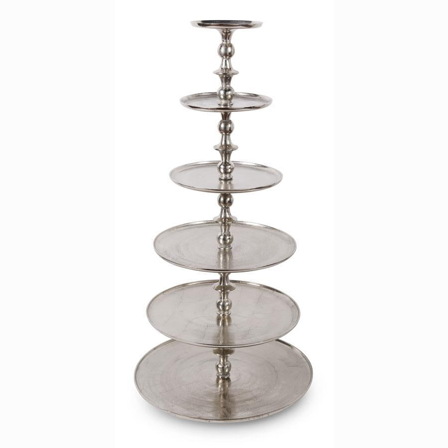 53-Inch Silver Nickel 6-Tiered Round Graduated Stand