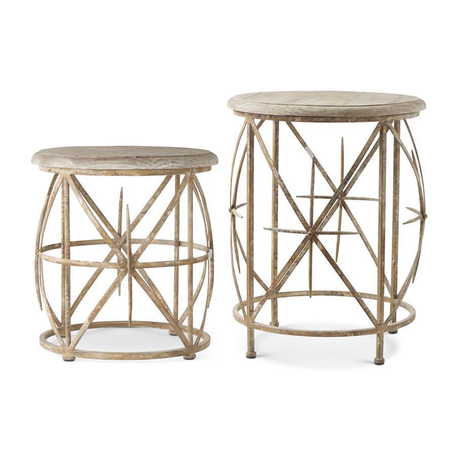 Wood and Metal Criss-Cross Nesting Tables