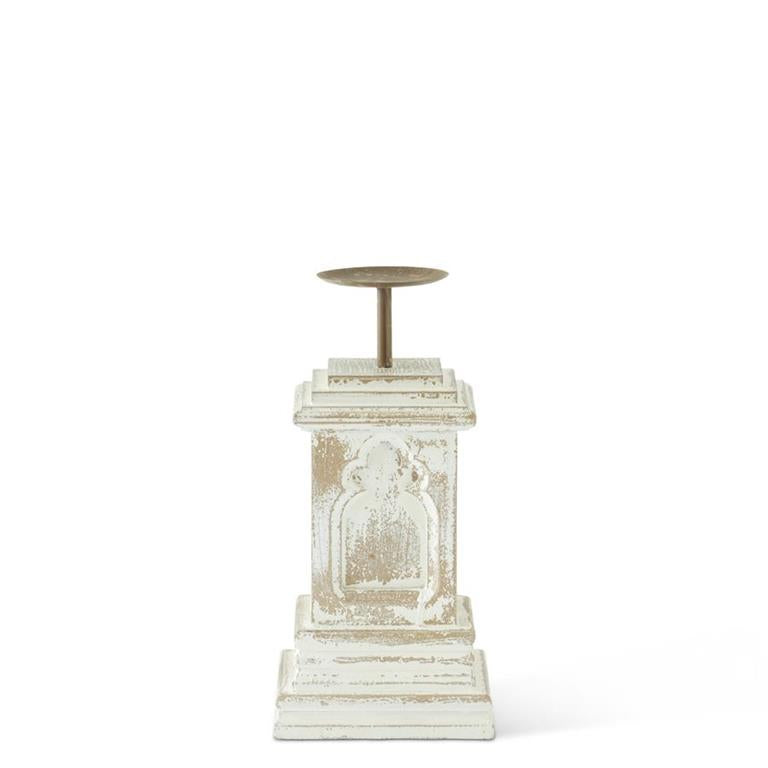 Whitewashed Architectural Candleholders with Square Base