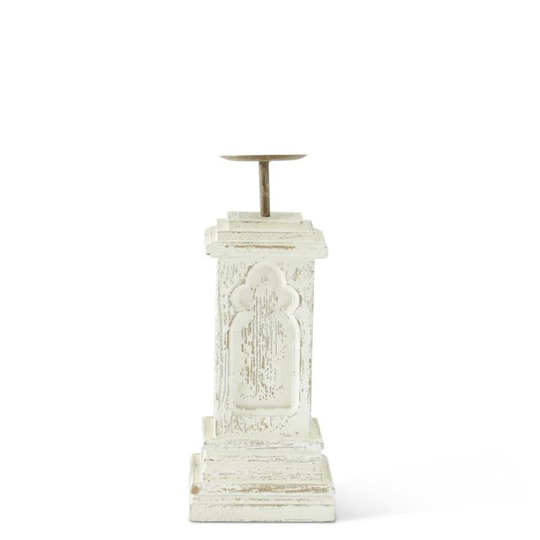 Whitewashed Architectural Candleholders with Square Base