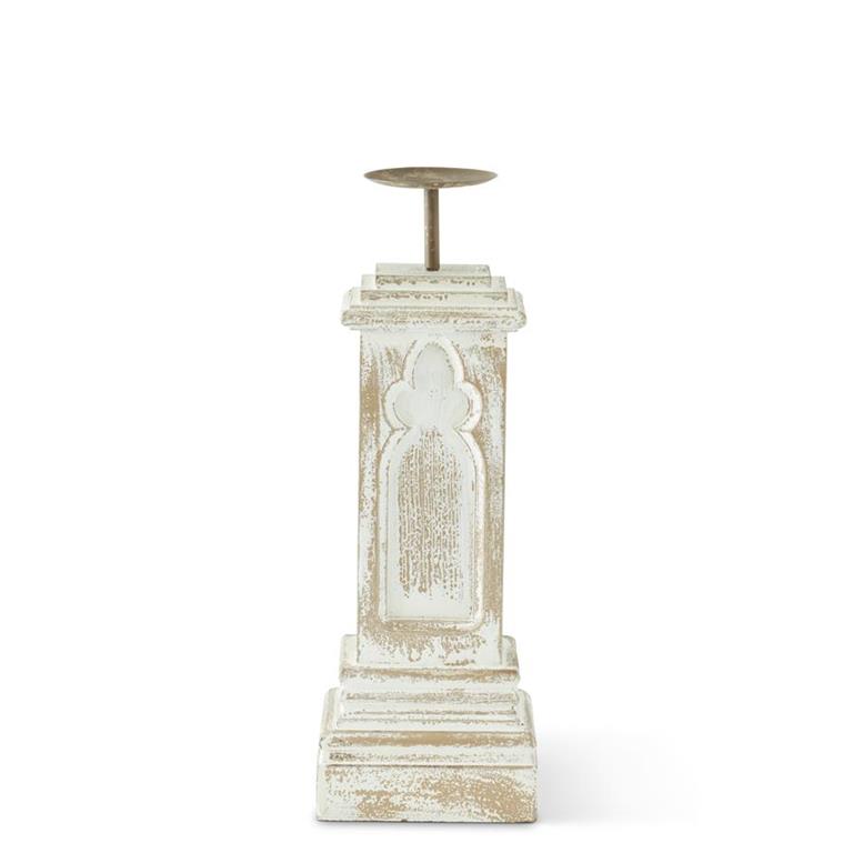 Whitewashed Architectural Candleholders with Square Base