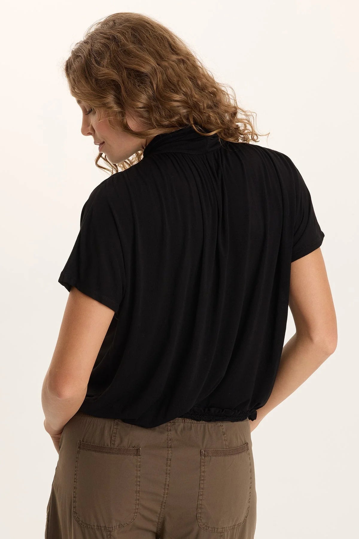 Soft Jersey Turtleneck Banded Tee