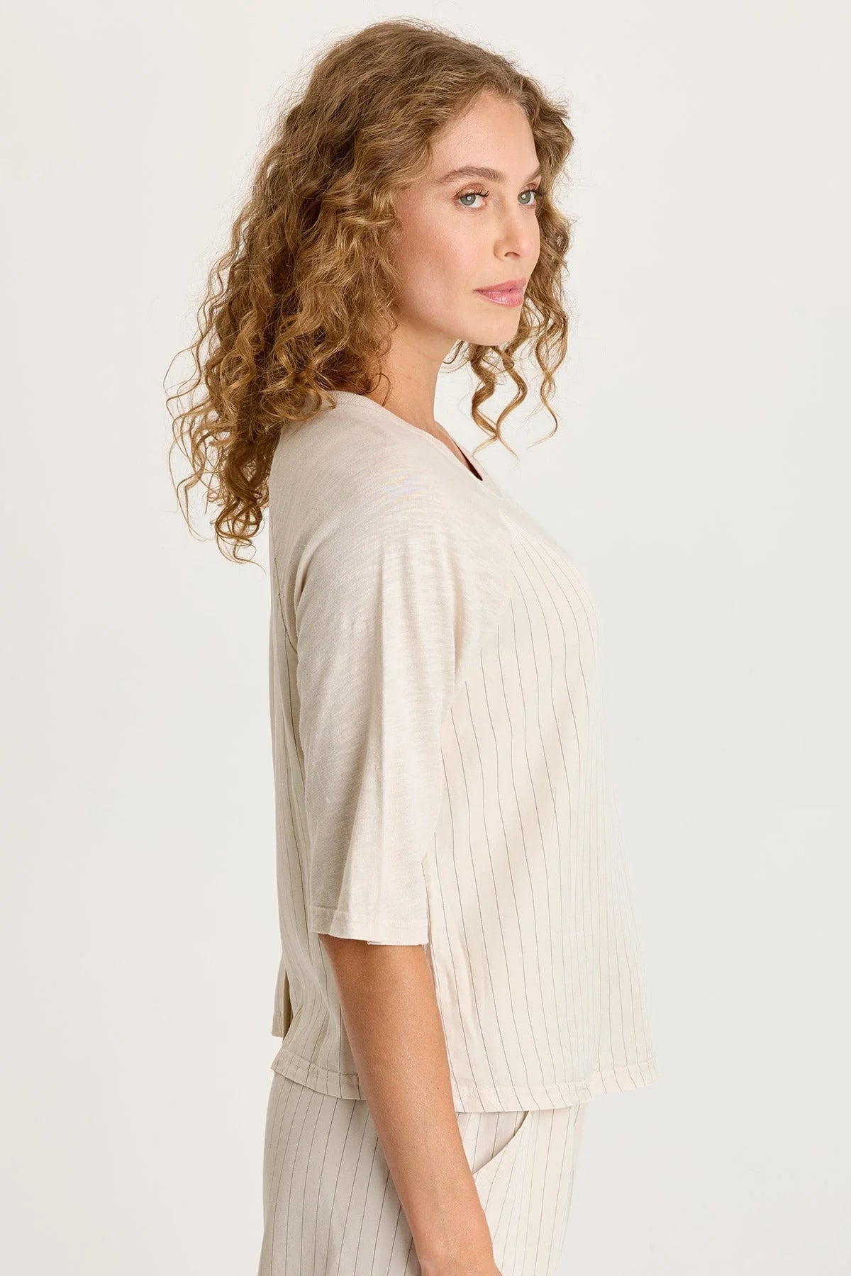 Relaxed Pinstripe Snap-Back Tee