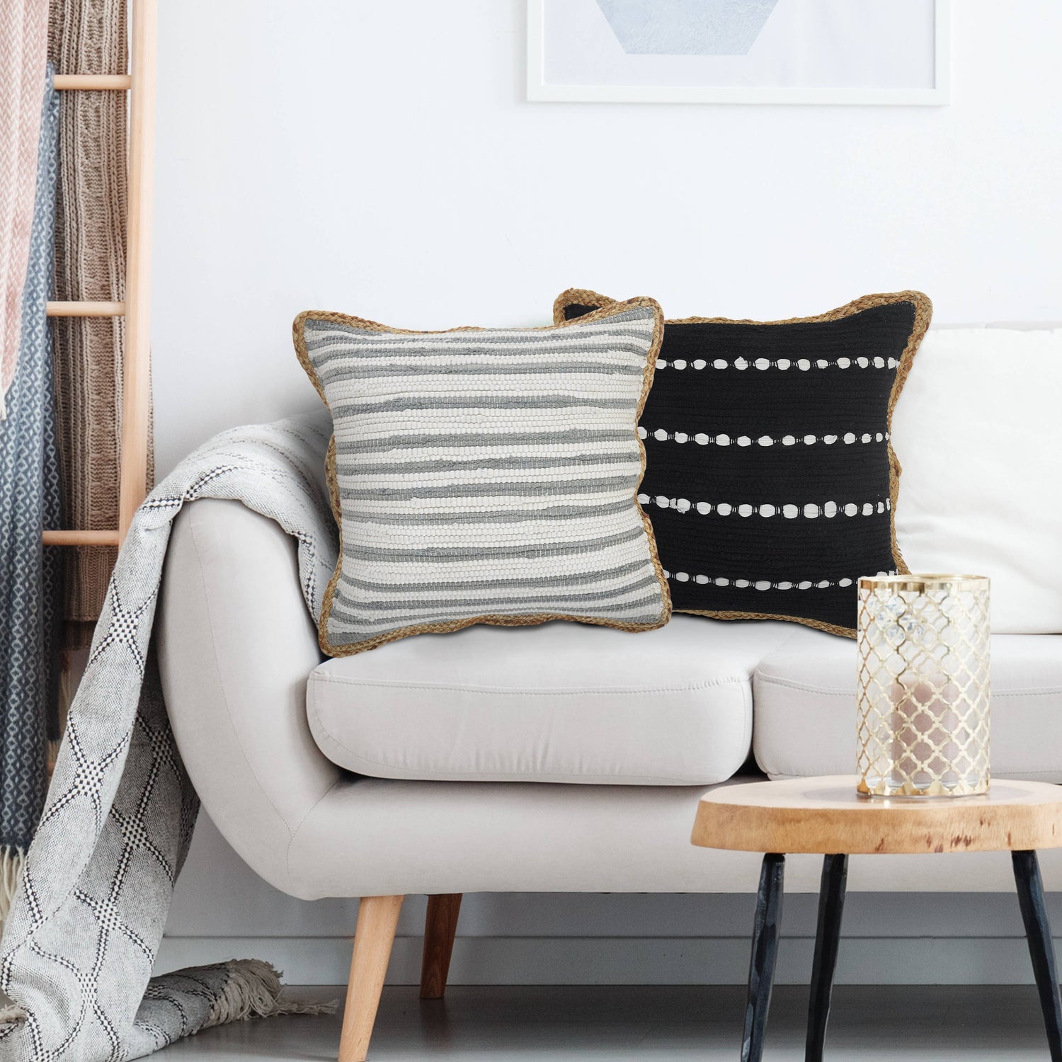 Jute Bordered Throw Pillow