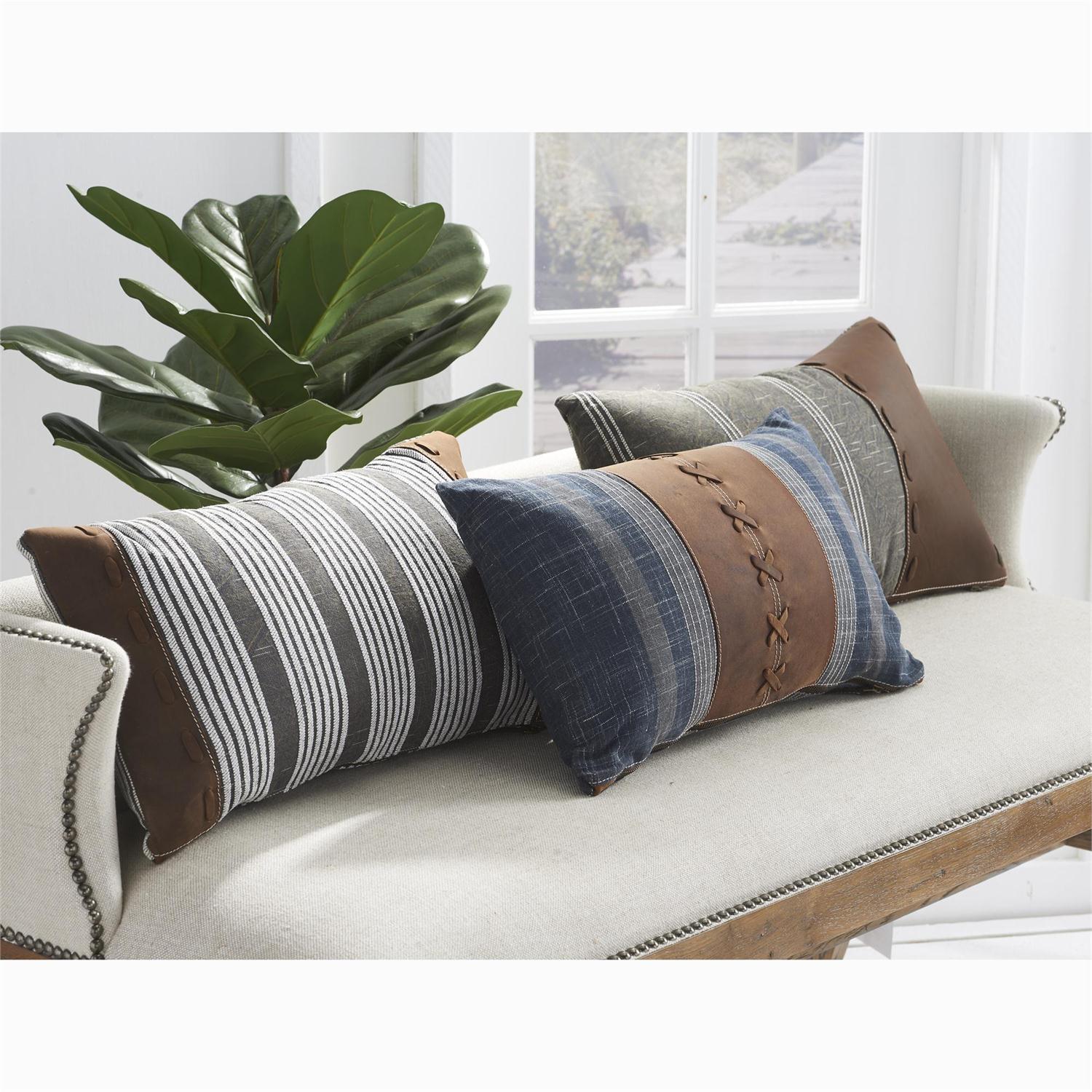 Assorted 20-Inch Rectangular Pillows with Leather (3 Styles)