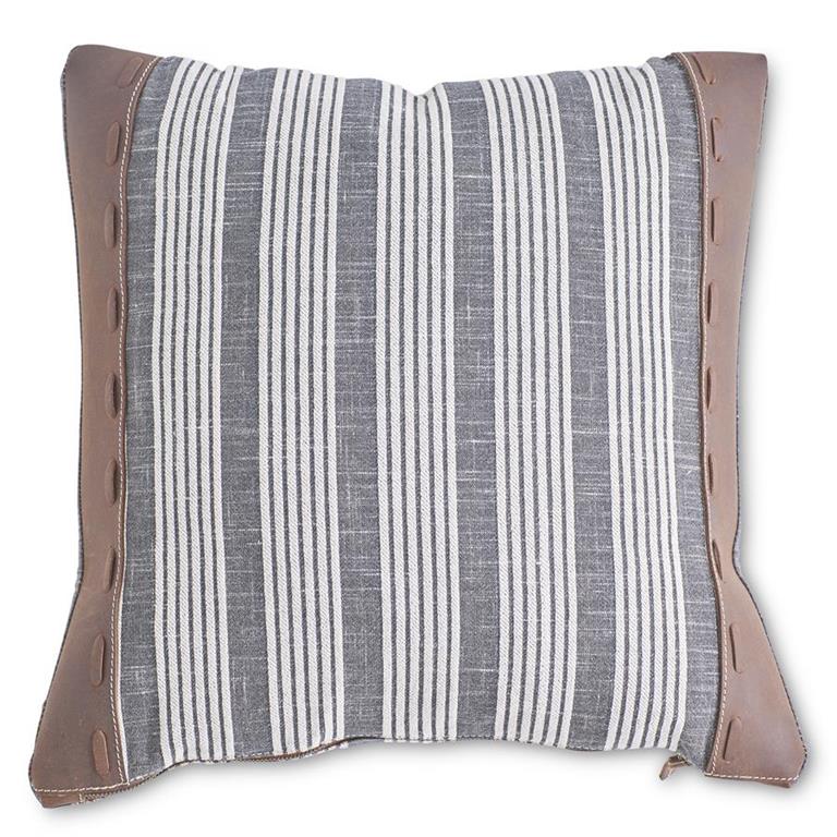 Assorted 20-Inch Square Pillows with Leather (3 Styles)