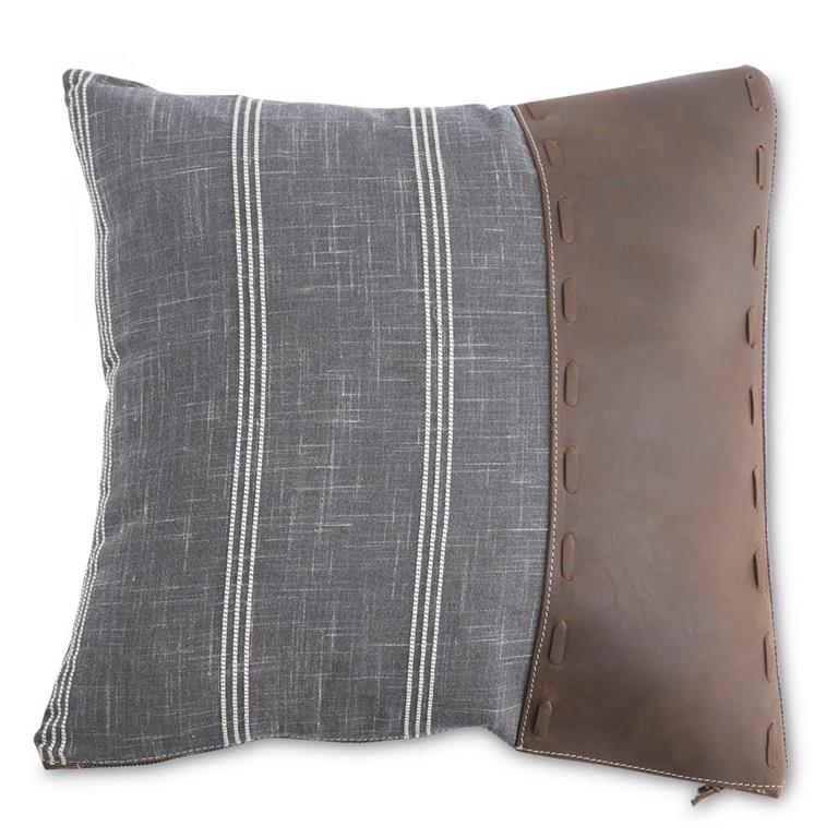 Assorted 20-Inch Square Pillows with Leather (3 Styles)