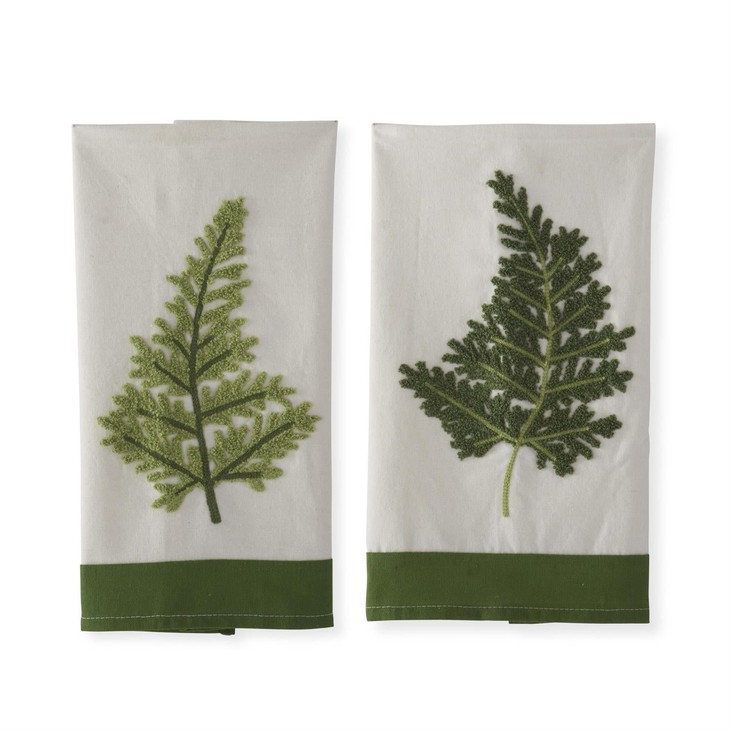 Assorted 28-Inch Embroidered Fern Guest Towels