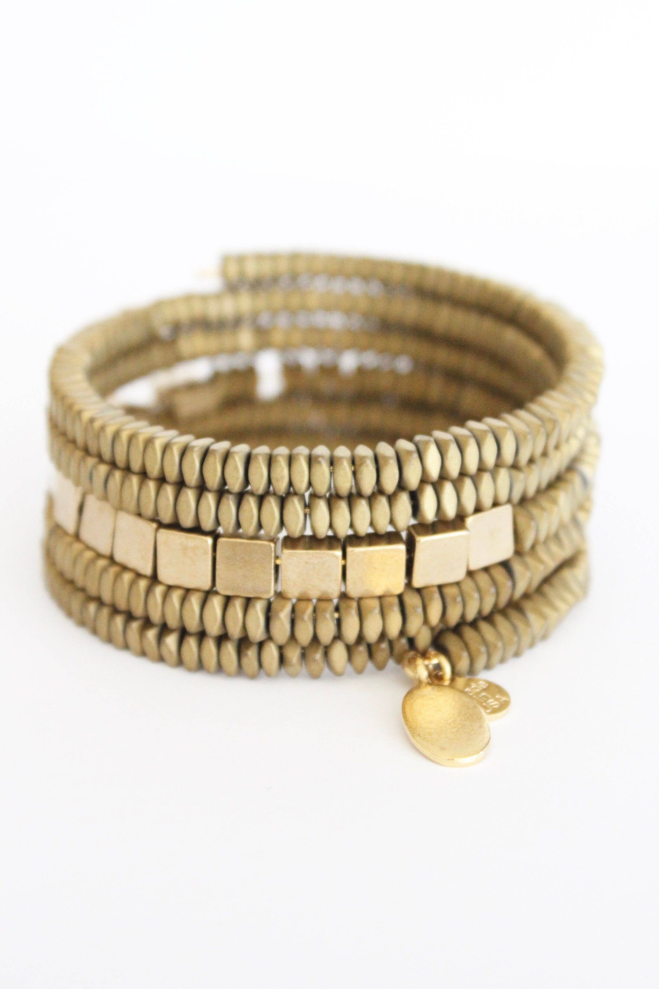 Gold Hematite Wrap Bracelet