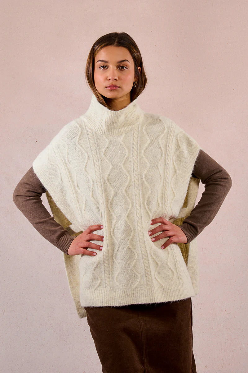 Poncho Style Sleeveless Sweater