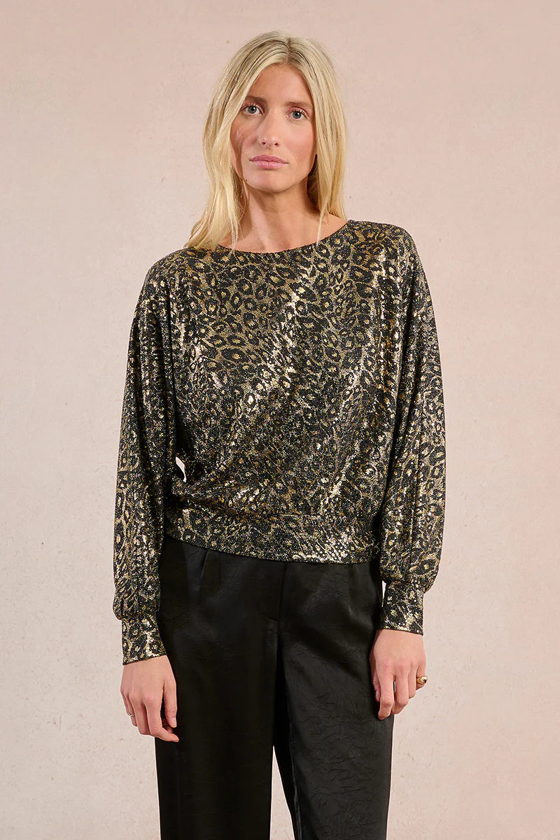 Leopard Sparkle Top with Open Back