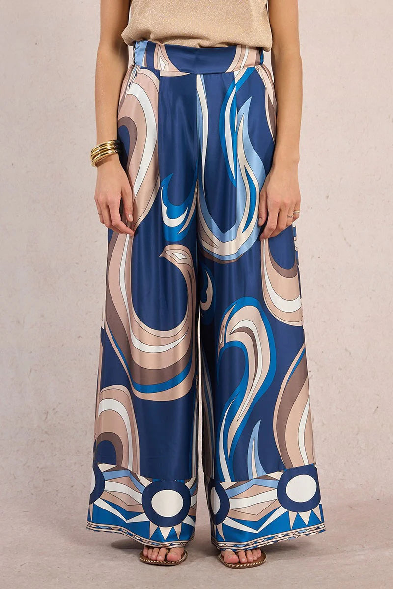 Printed Wide Leg Trousers