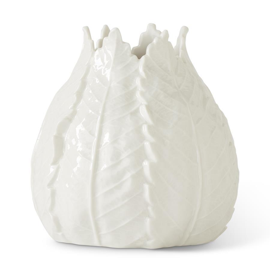 6-Inch White Ceramic Leaf Vase