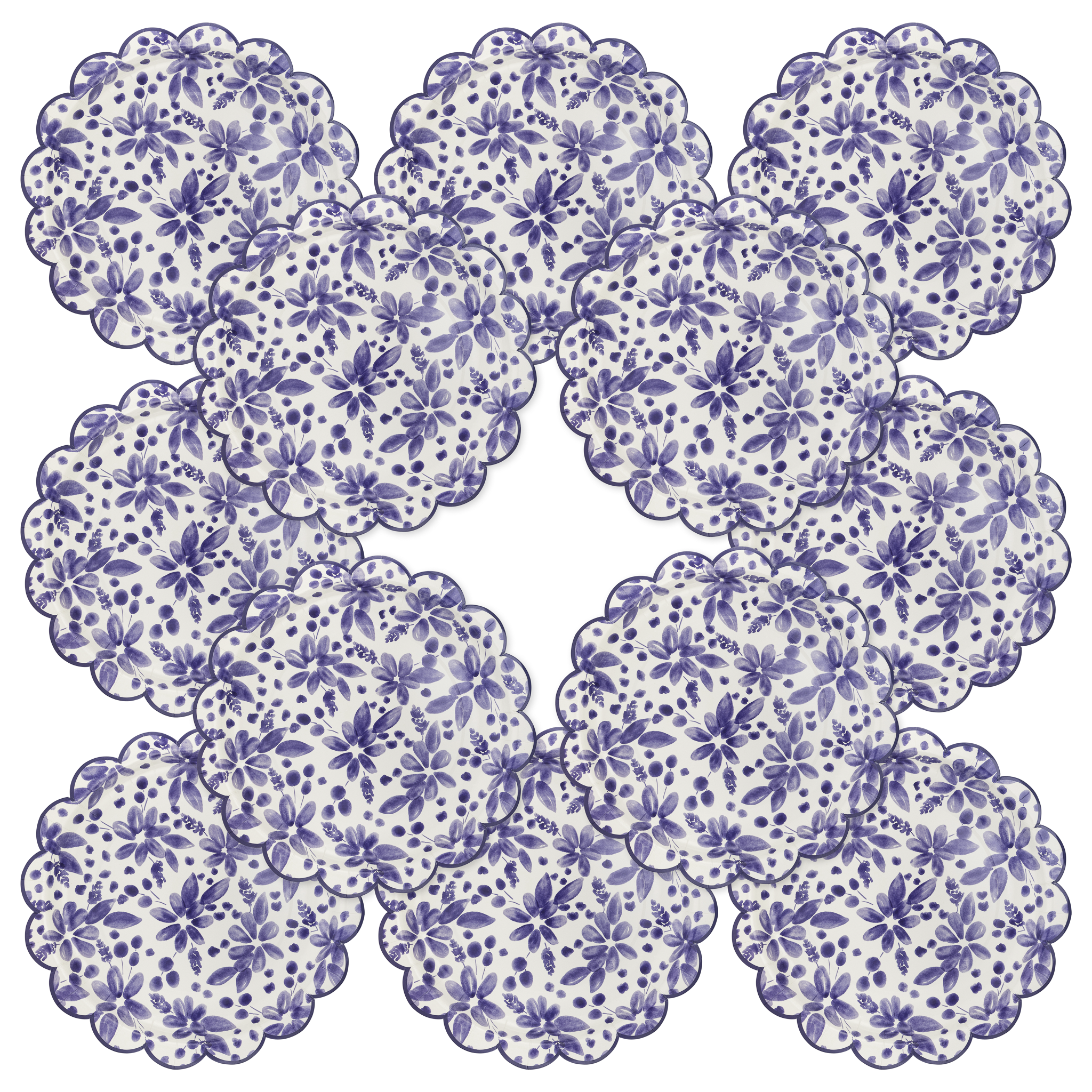 Blue Floral Paper Plate