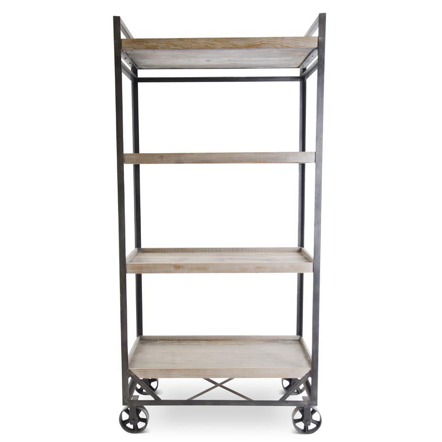 73.5" Dark Metal Stand with Industrial Wheels