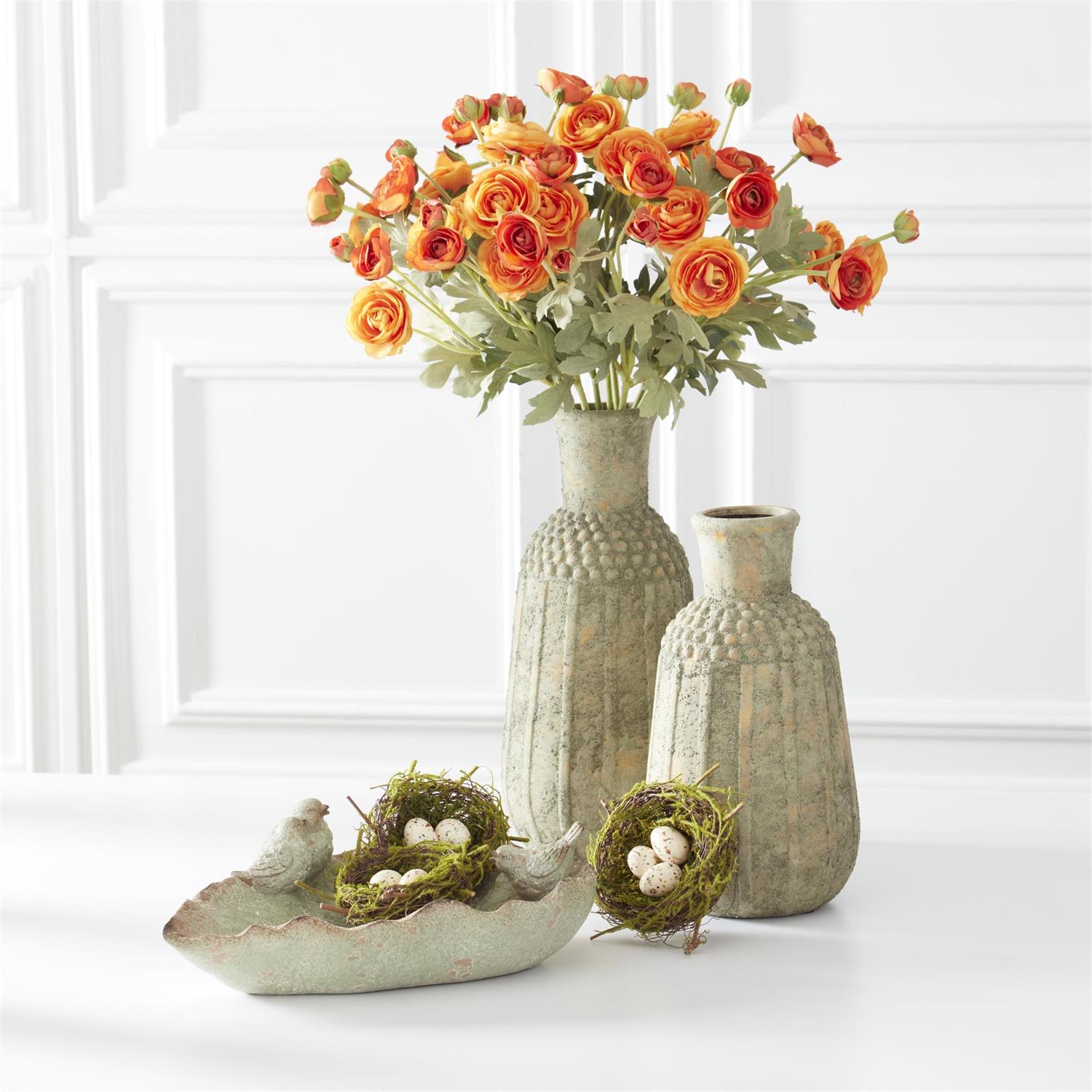 Distressed Light Yellow Raised Dot Vases