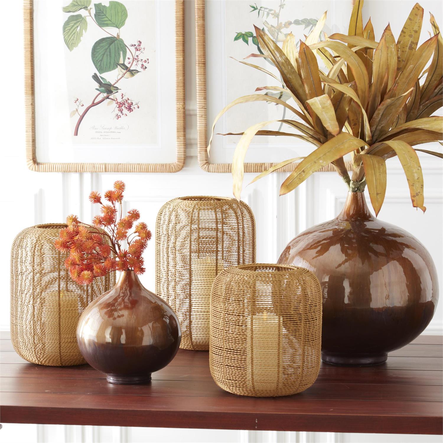 Assorted 23.25-Inch Rattan-Framed Bird/Botanical Prints (4 Styles)