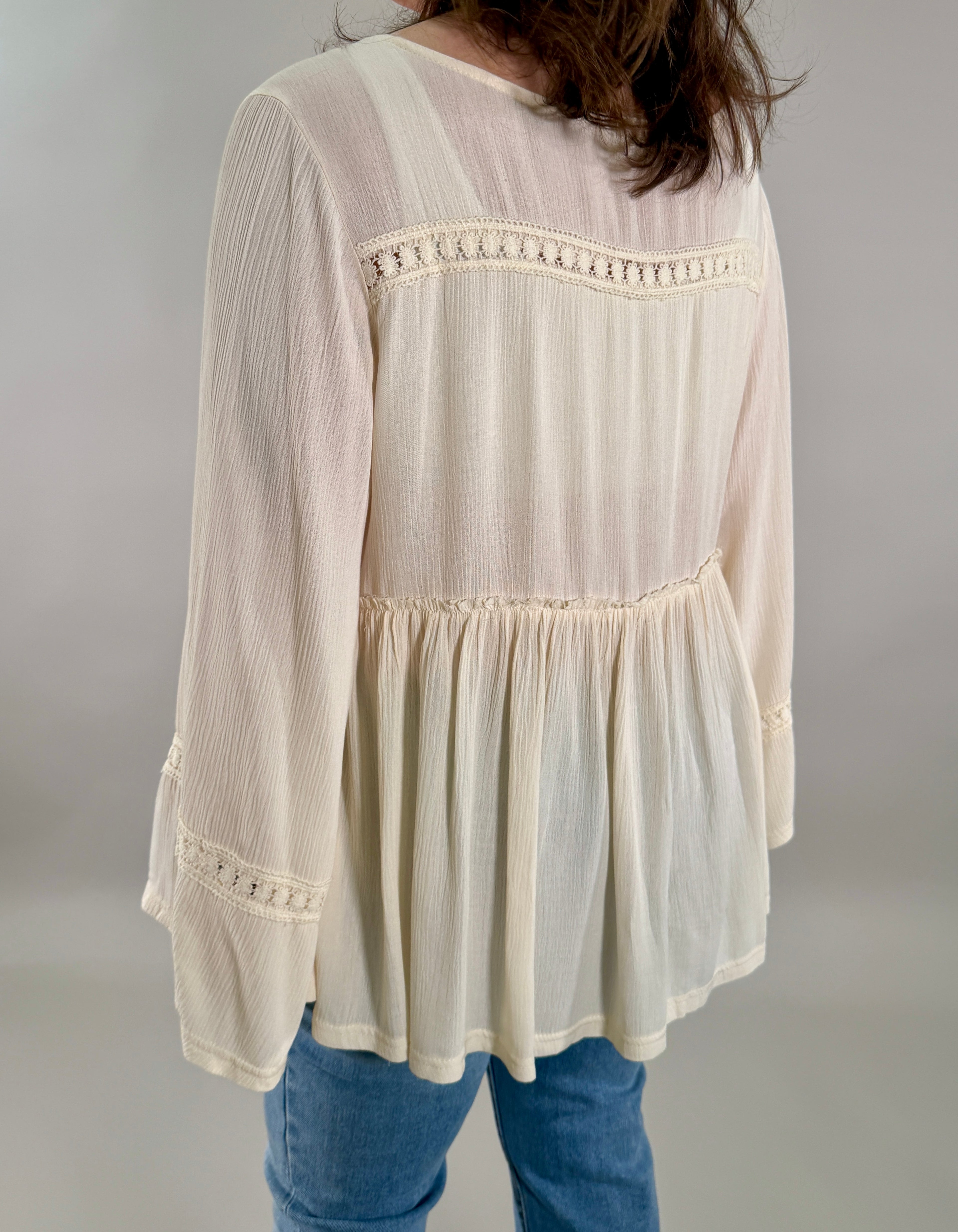 Lace-Trimmed Boho Blouse