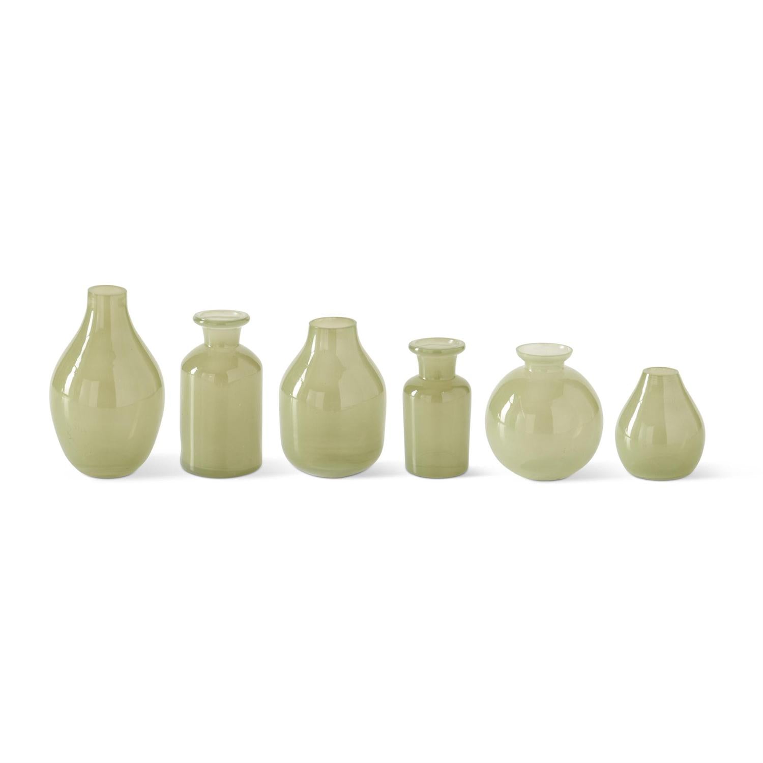 Assorted Hand-Sprayed Small Green Glass Vases