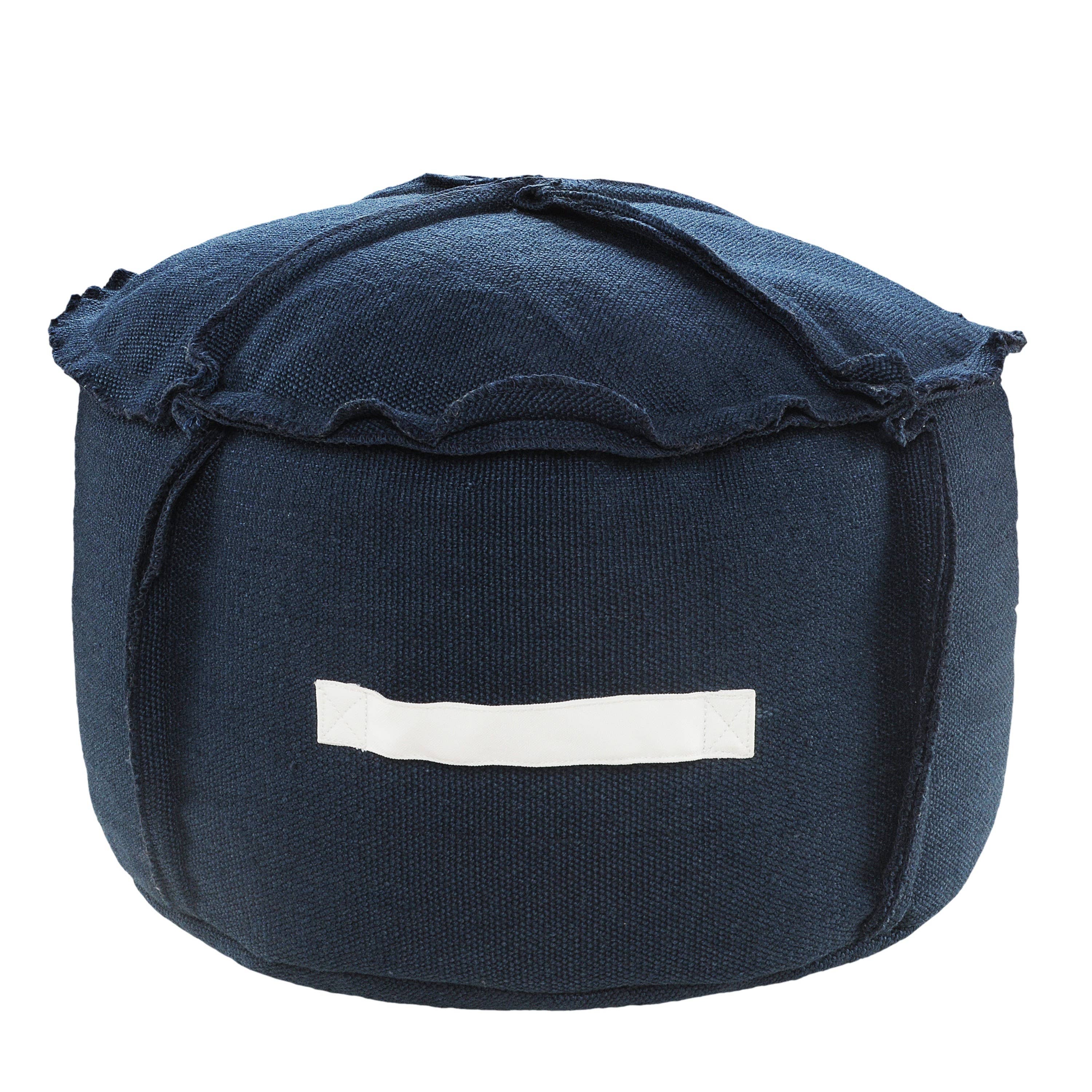 Textured Indoor Outdoor Pouf with Handles