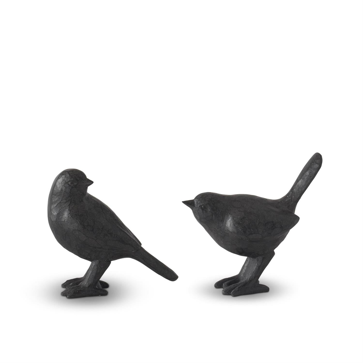 Assorted 4.5-Inch Black Resin Faux Cast Iron Birds (2 Styles)