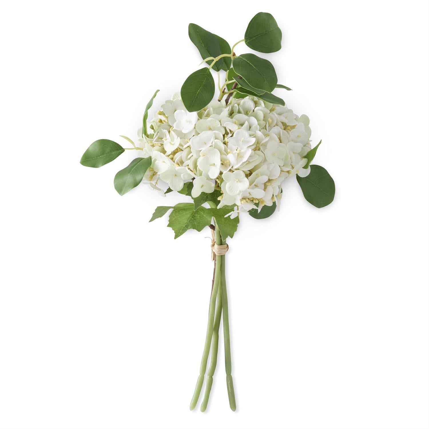 12-Inch White Real Touch Hydrangea Bundle (4 Stems)