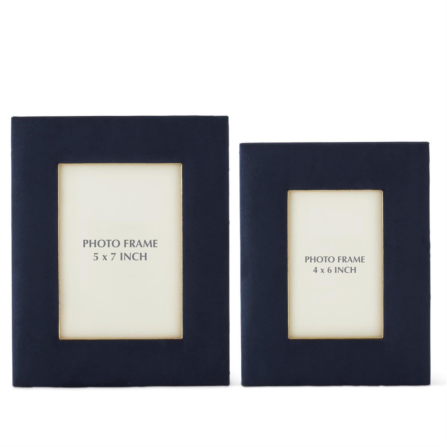 Navy Blue Suede & Gold Photo Frames