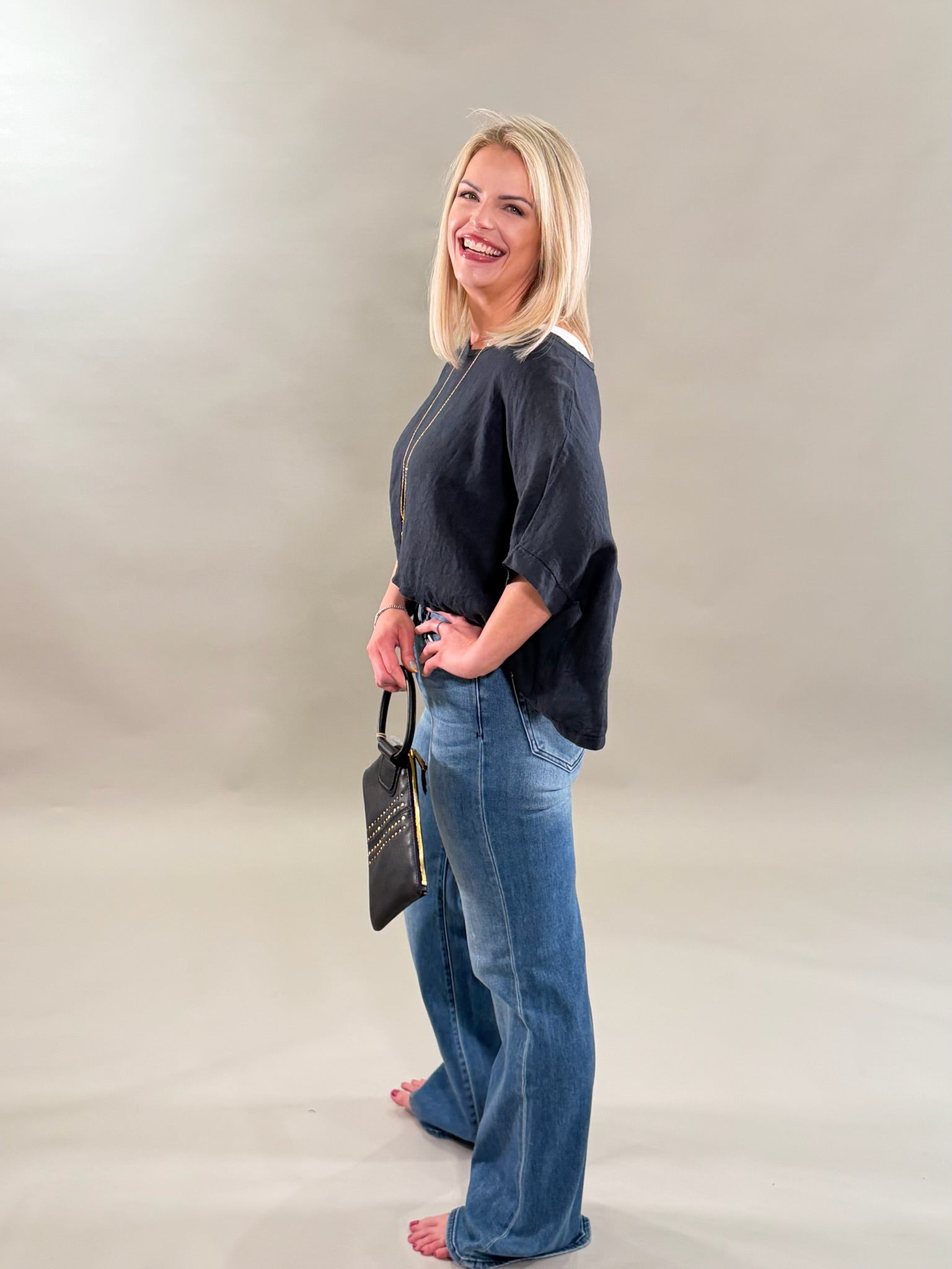 Cropped Linen Boxy Tee
